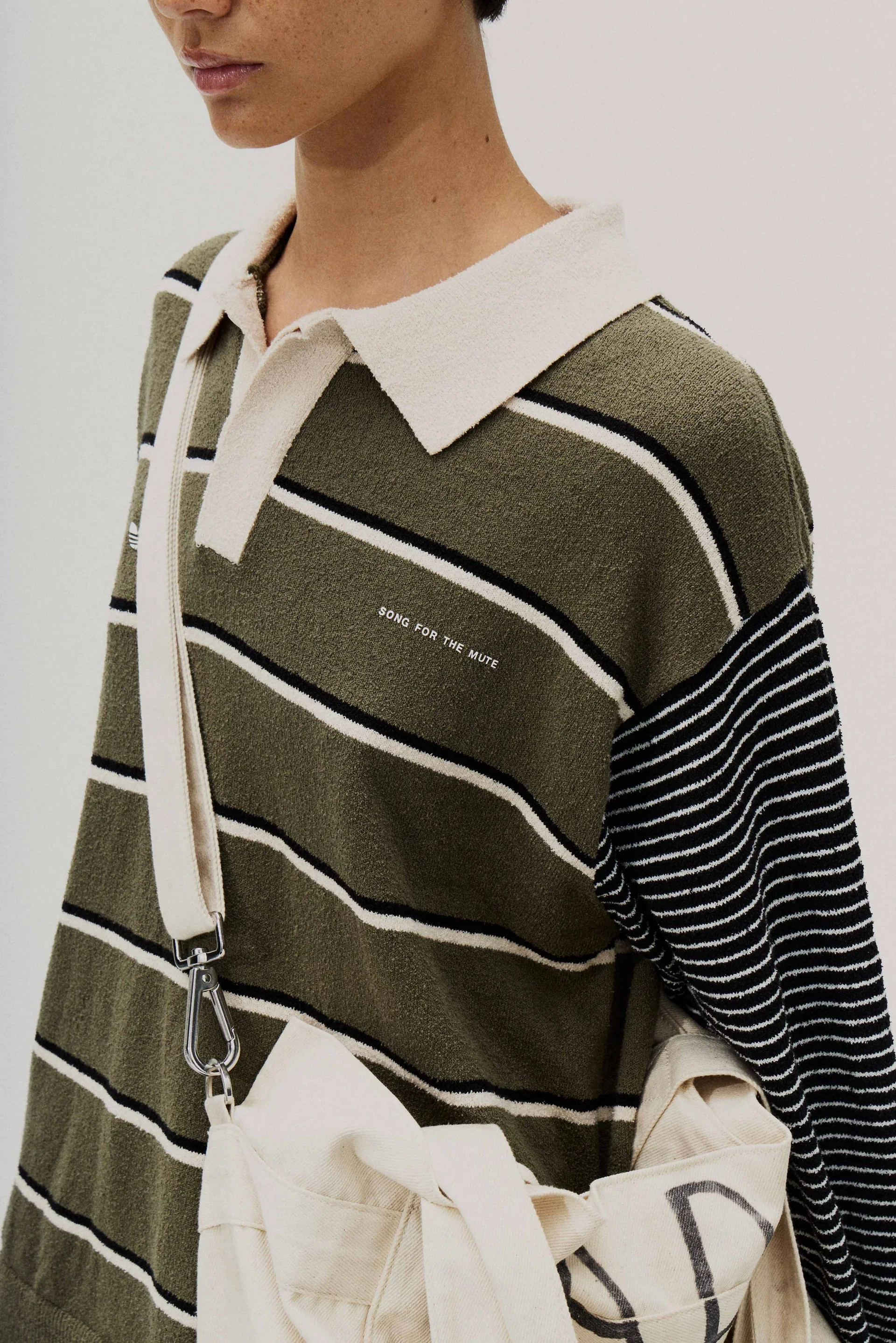 Adidas x Song For The Mute ADI007 L/S Polo Tee - Olive - Image 5