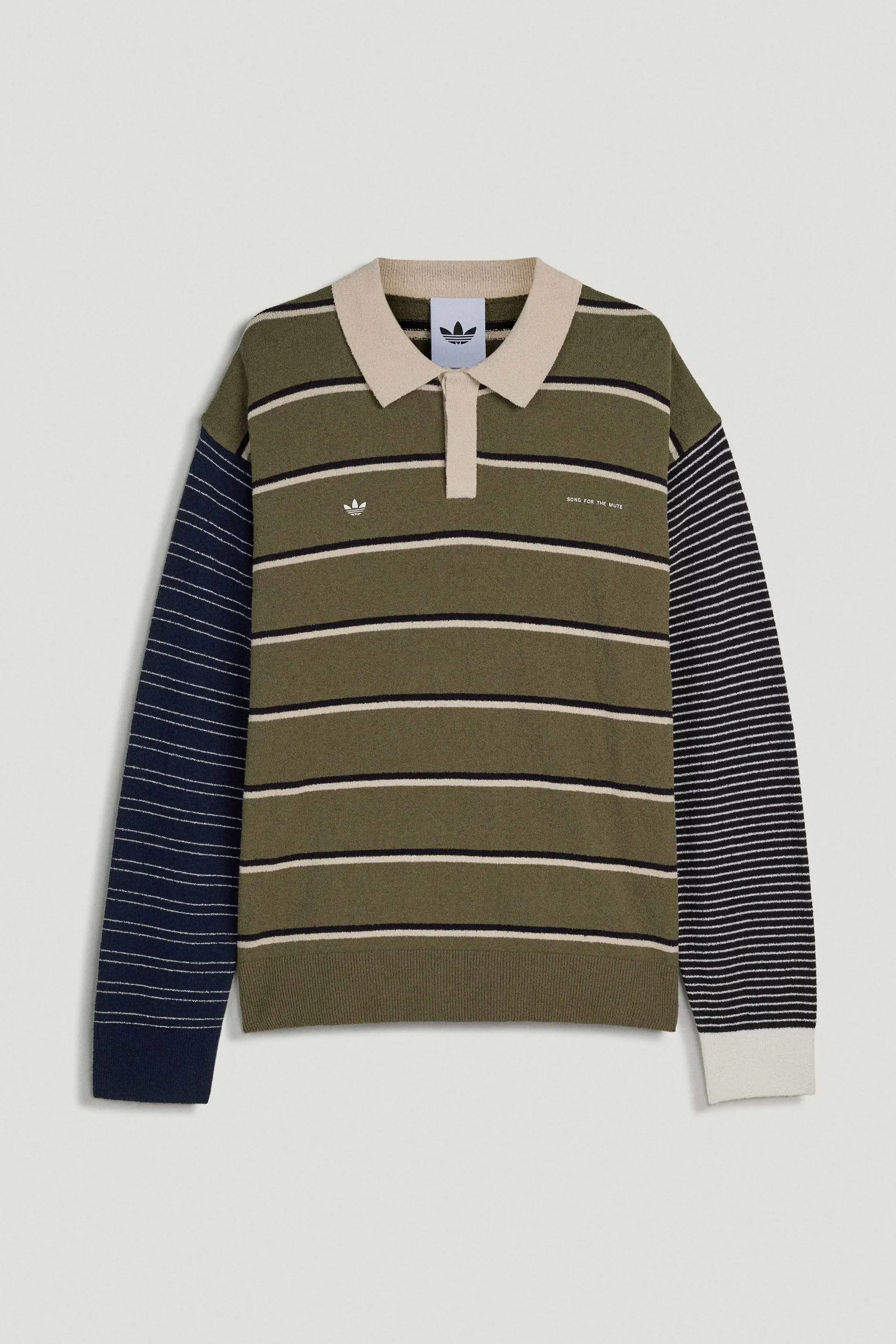 Adidas x Song For The Mute ADI007 L/S Polo Tee - Olive - Image 6