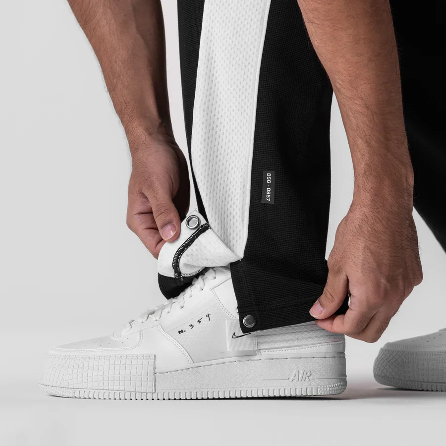 ASRV Waffle Knit Relaxed Sweatpant - Black/White - Image 3