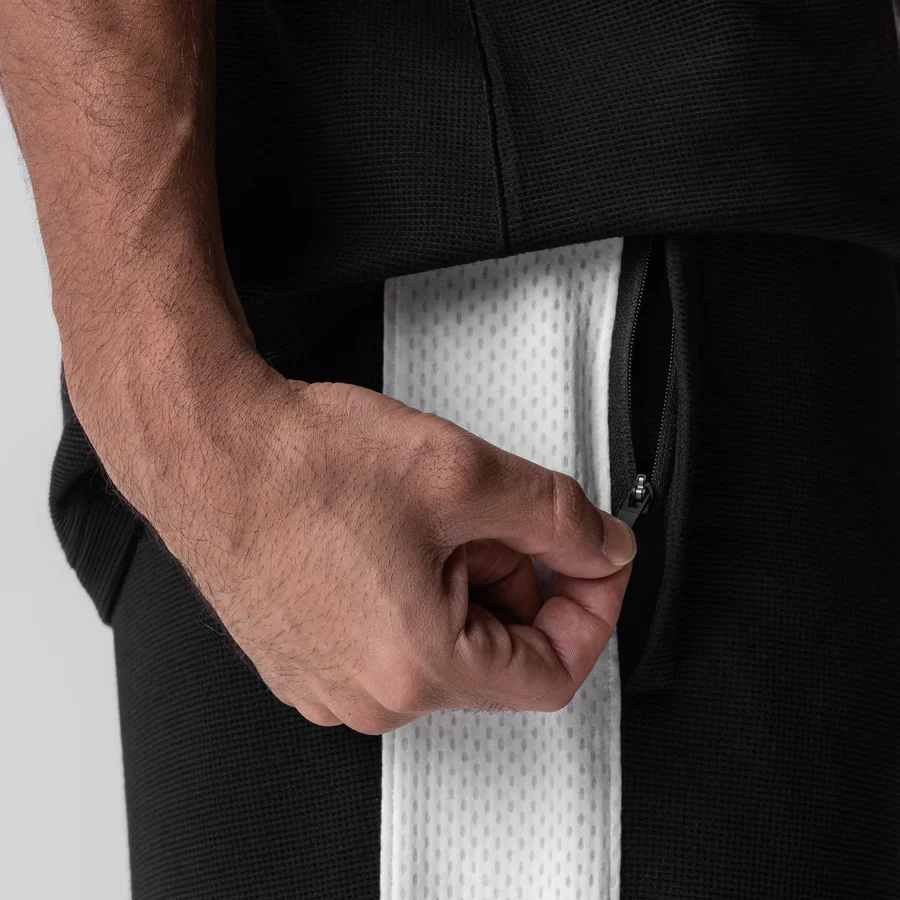 ASRV Waffle Knit Relaxed Sweatpant - Black/White - Image 4