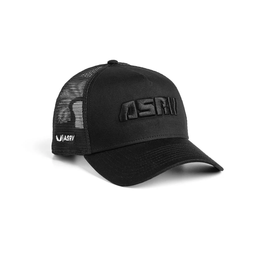 ASRV New Era® 9Forty® A-Frame Trucker Hat - Black/Black - Image 2