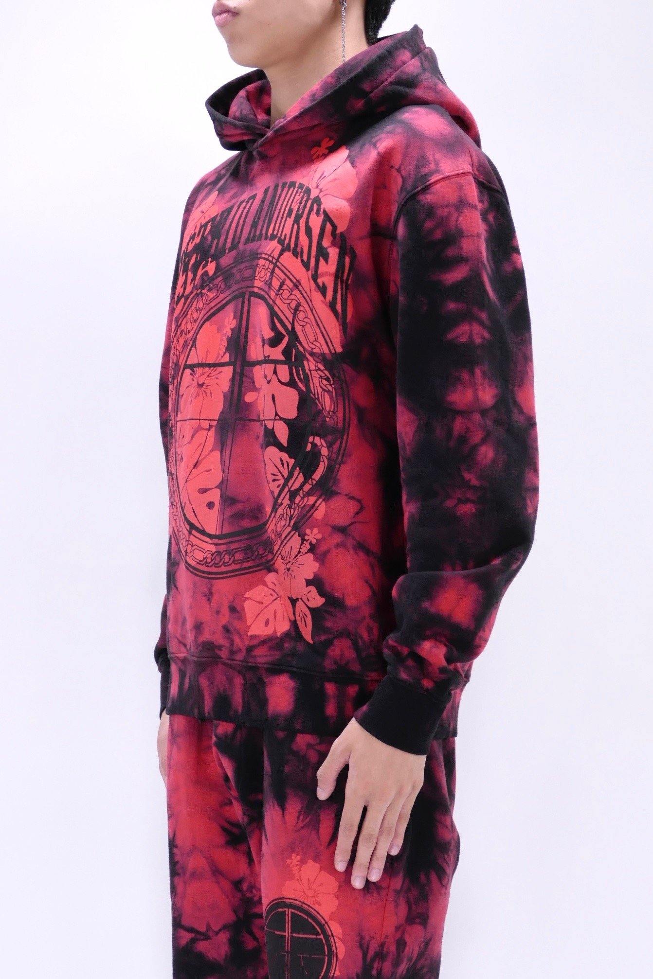 Astrid Andersen Tie Dye Logo Flower Hoodie - Red - Image 3