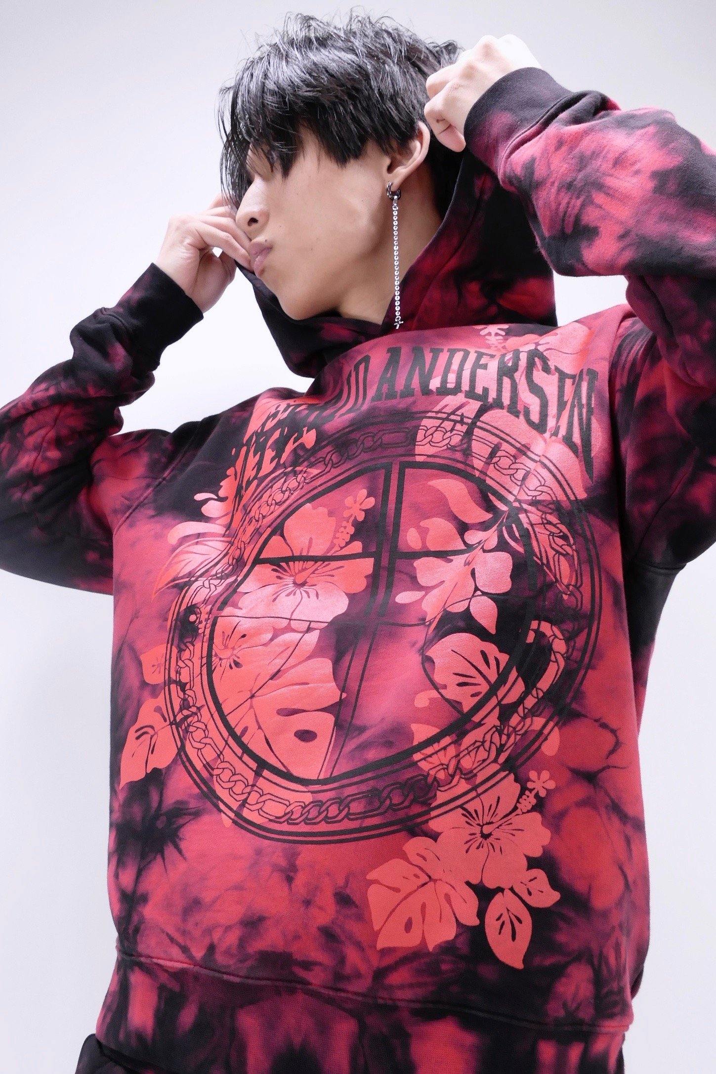 Astrid Andersen Tie Dye Logo Flower Hoodie - Red - Image 6