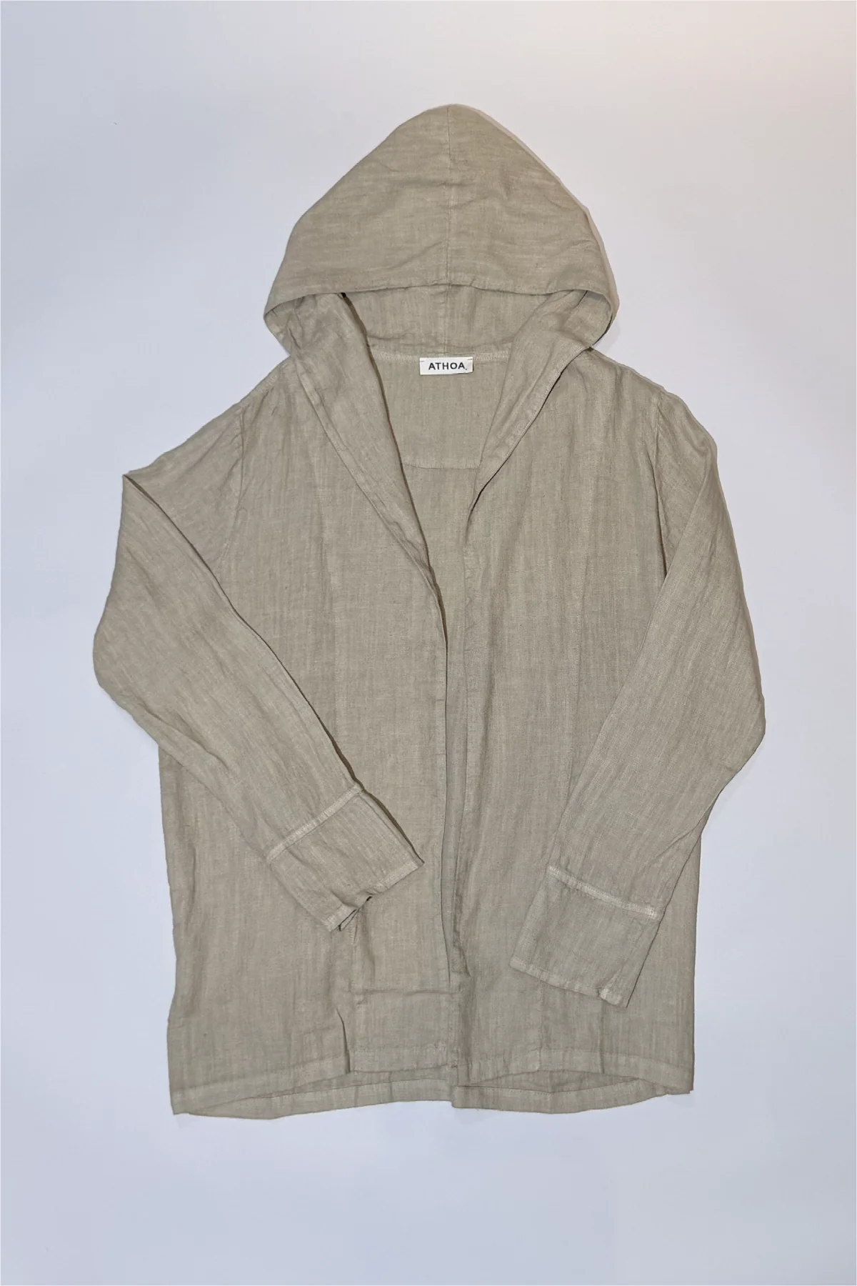 Athoa Linen Loose Hooded Jacket - Beige