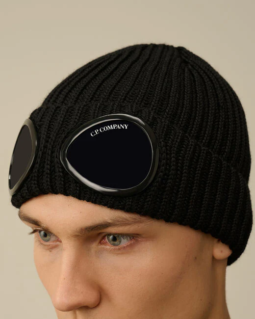 C.P. Company 742A Goggle Wool Beanie - Black - Image 2