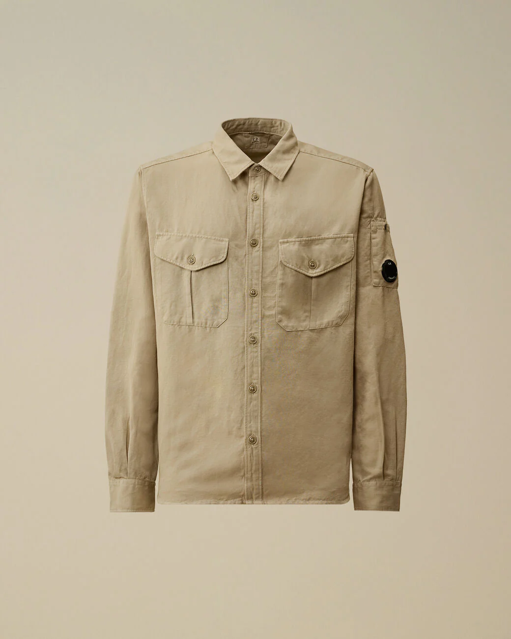 C.P. Company 82A Linen Button Shirt - Dove - Image 4