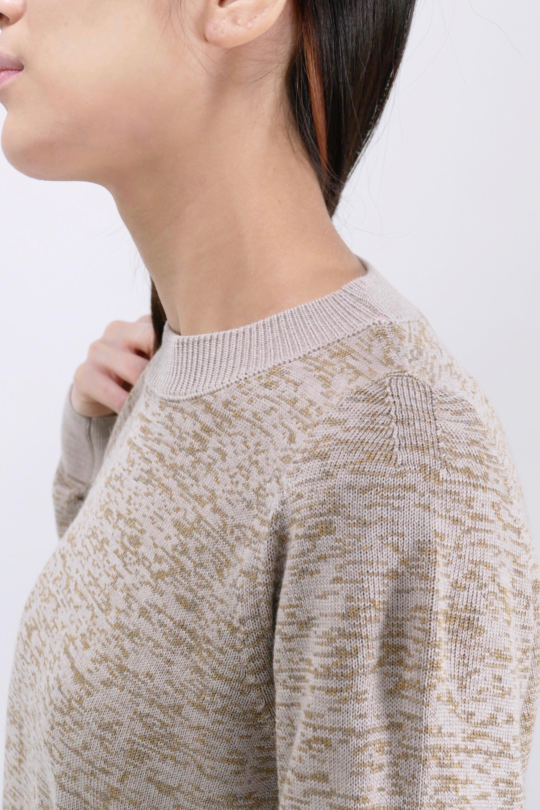 Canada Goose Womens Knit Crewneck Saturna Wordmark Reflective - Tan/Gold - Image 6