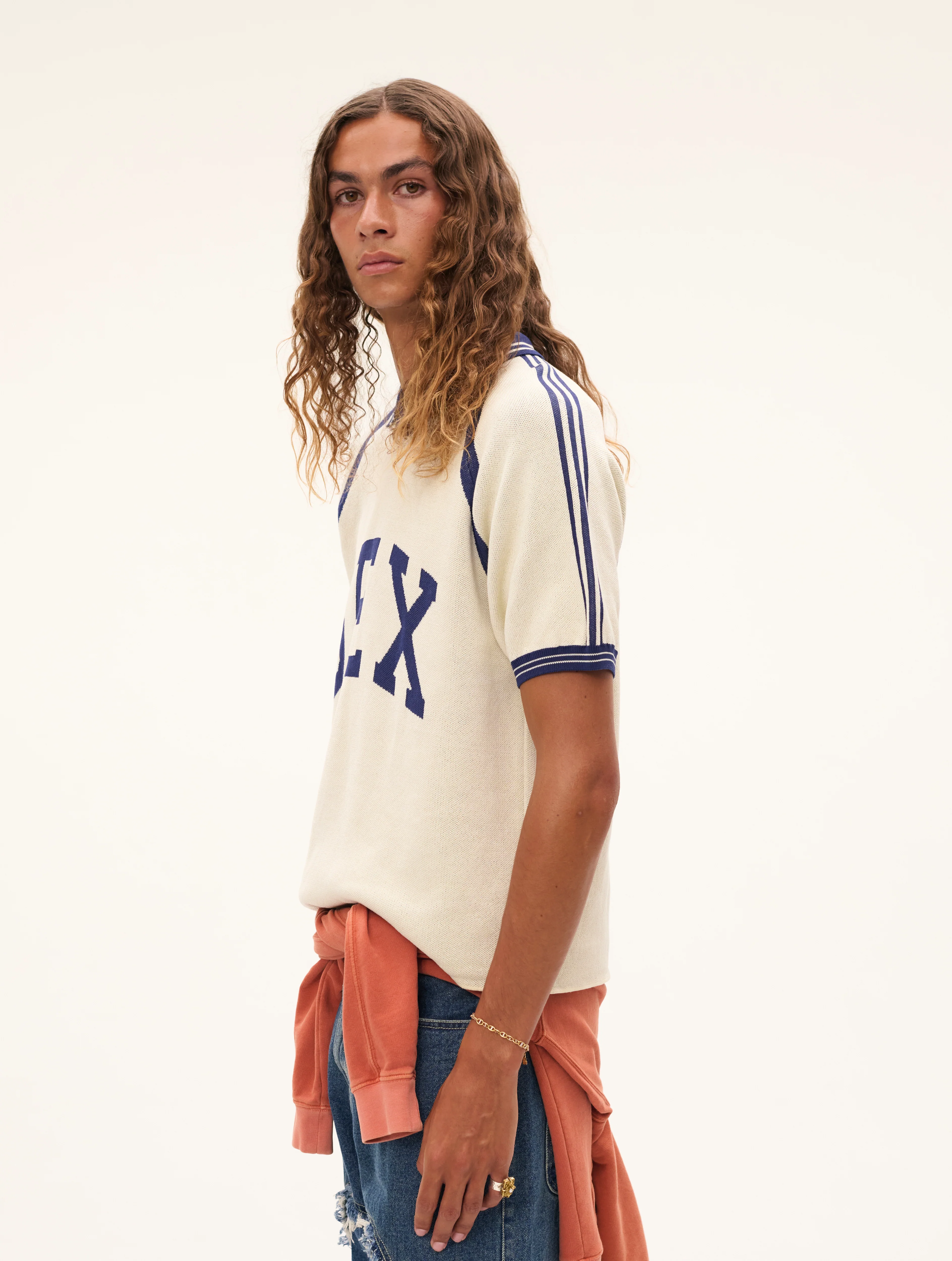 Carne Bollente Captain Kinky Polo - Cream/Blue - Image 2