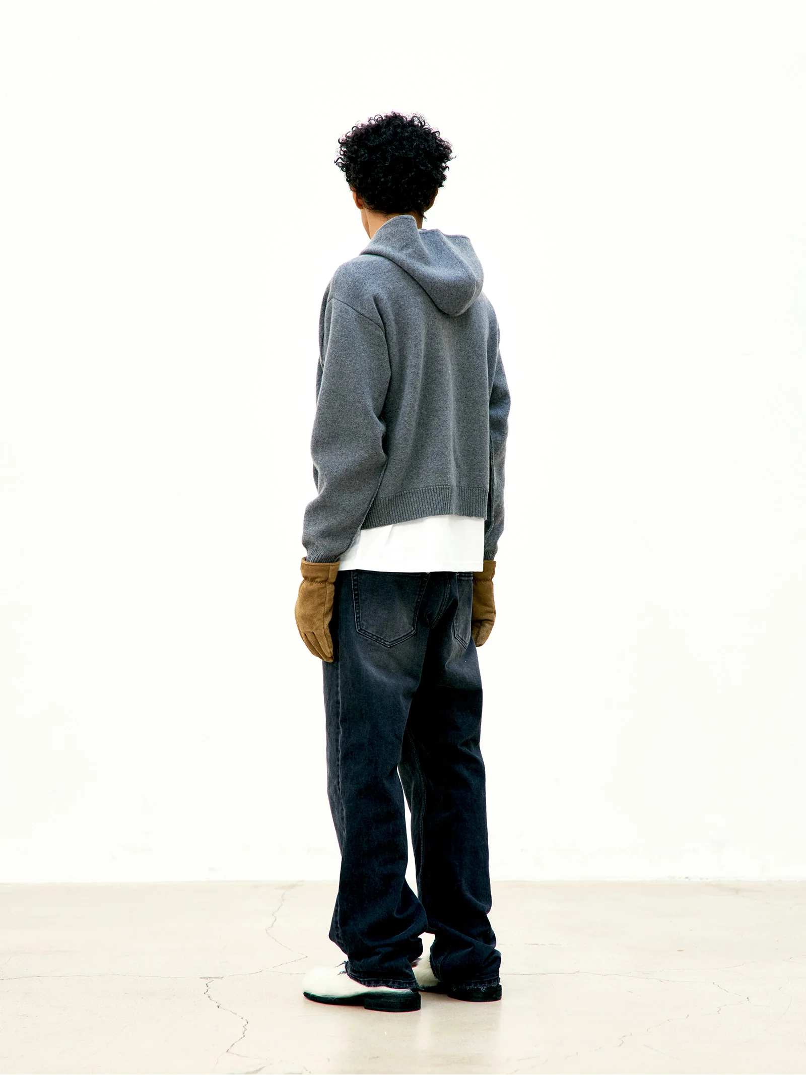 COOR Double Face Wool Blend Hoodie - Charcoal - Image 4