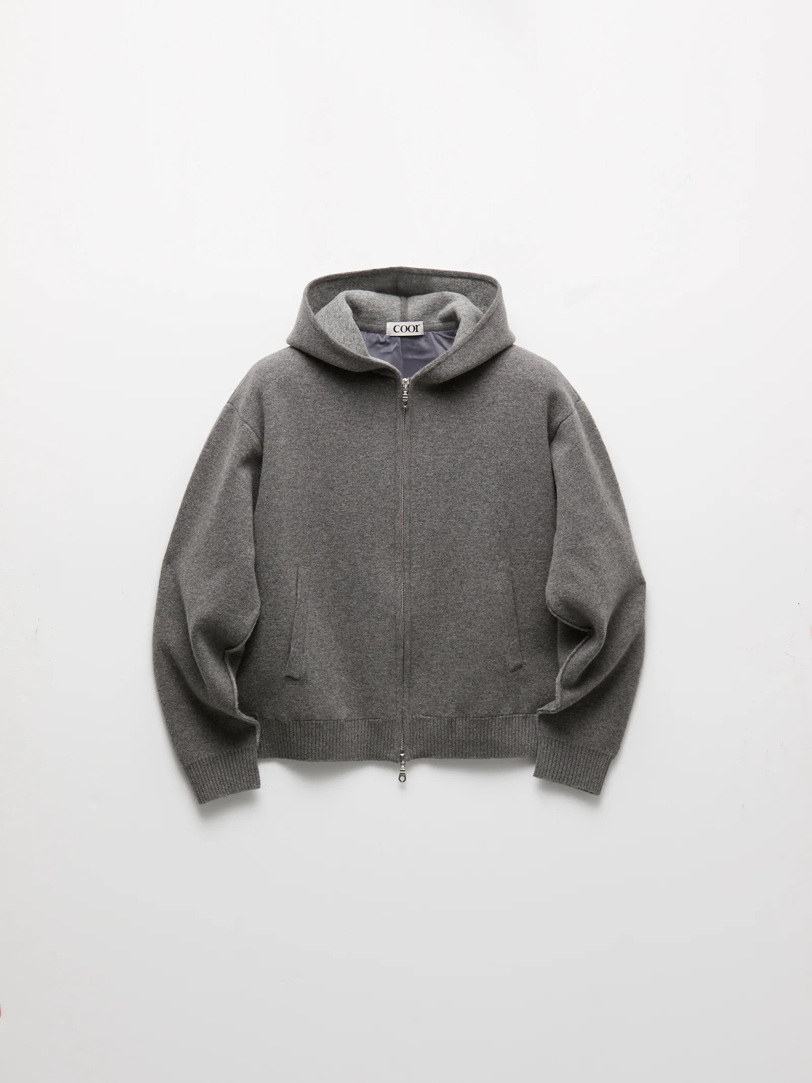 COOR Double Face Wool Blend Hoodie - Charcoal - Image 6