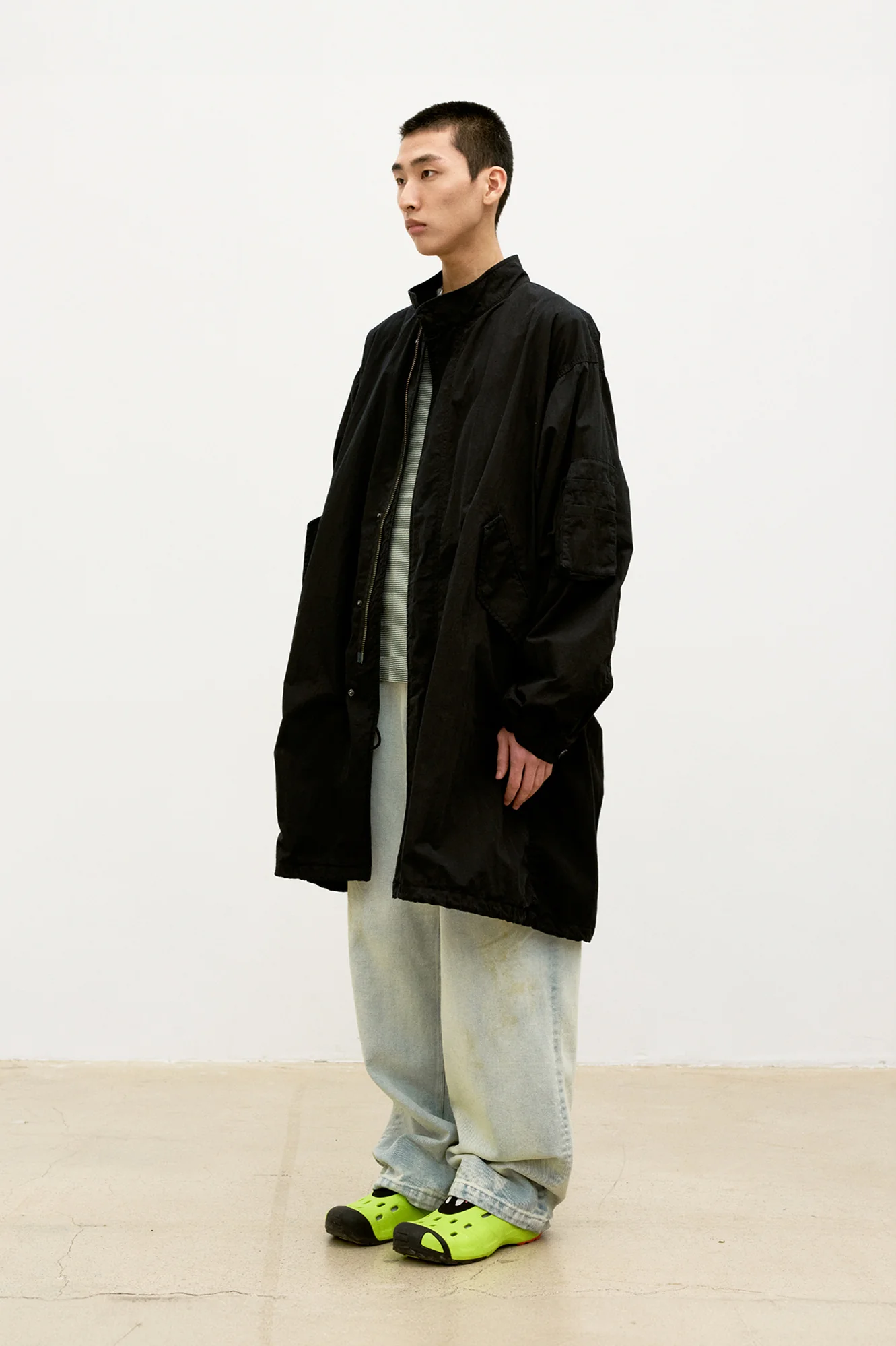 COOR Garment Dyed Fishtail Parka Jacket - Black - Image 2