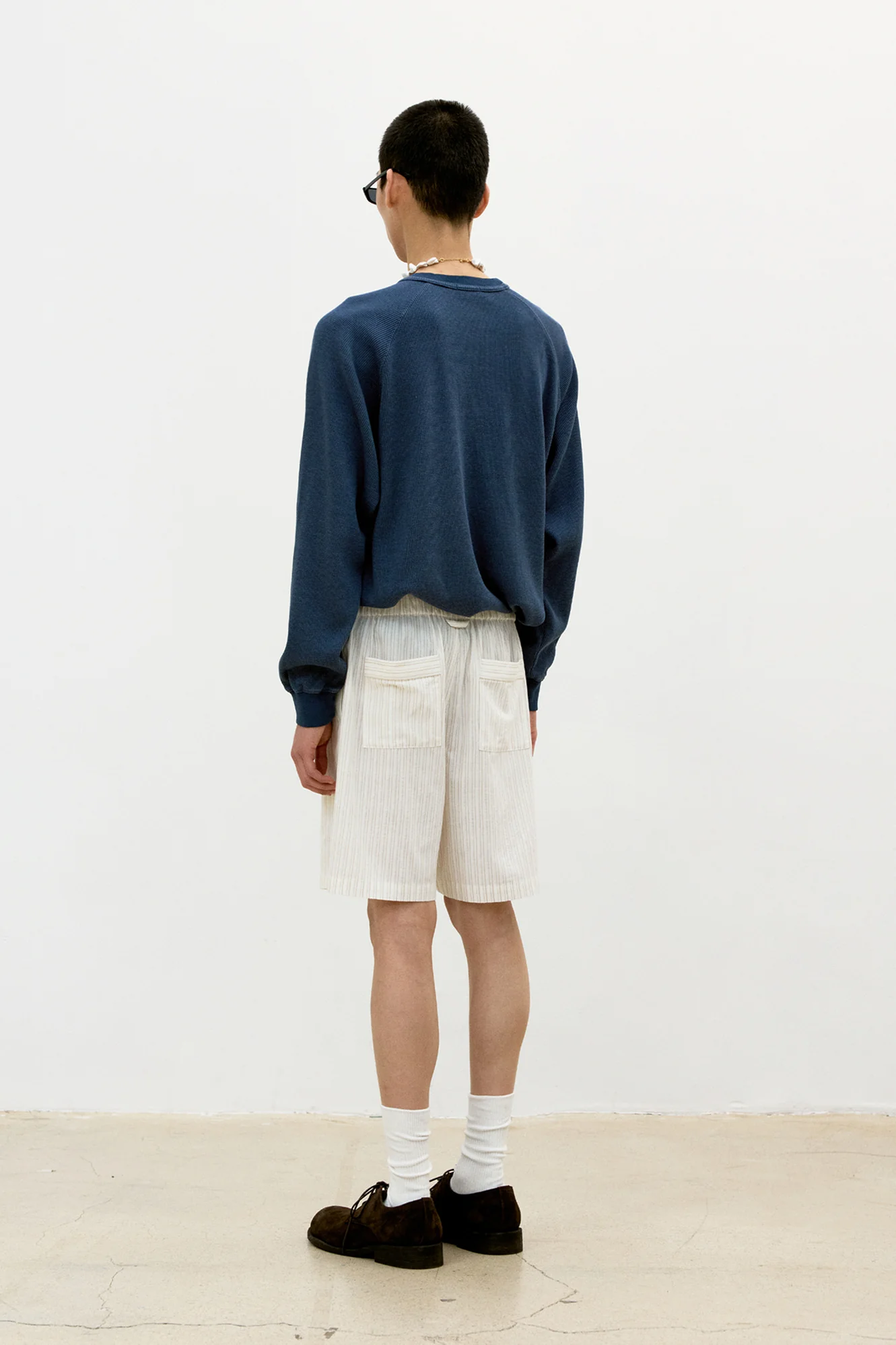 COOR Garment Dyed Waffle L/S Tee - Navy - Image 3