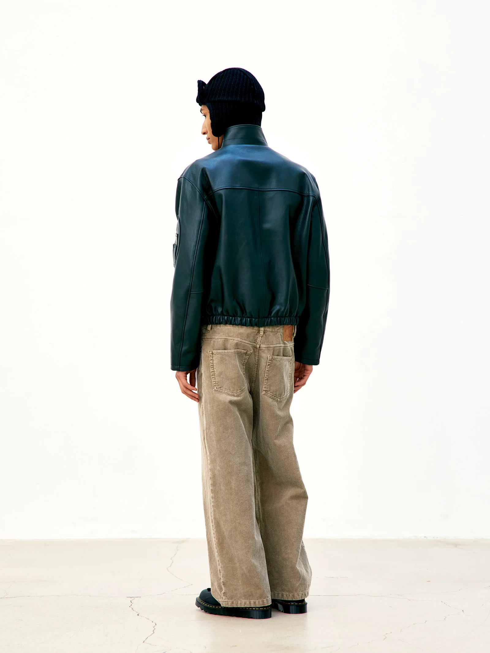 COOR Goat Skin Pilot Leather Jacket - Grey Green - Image 3