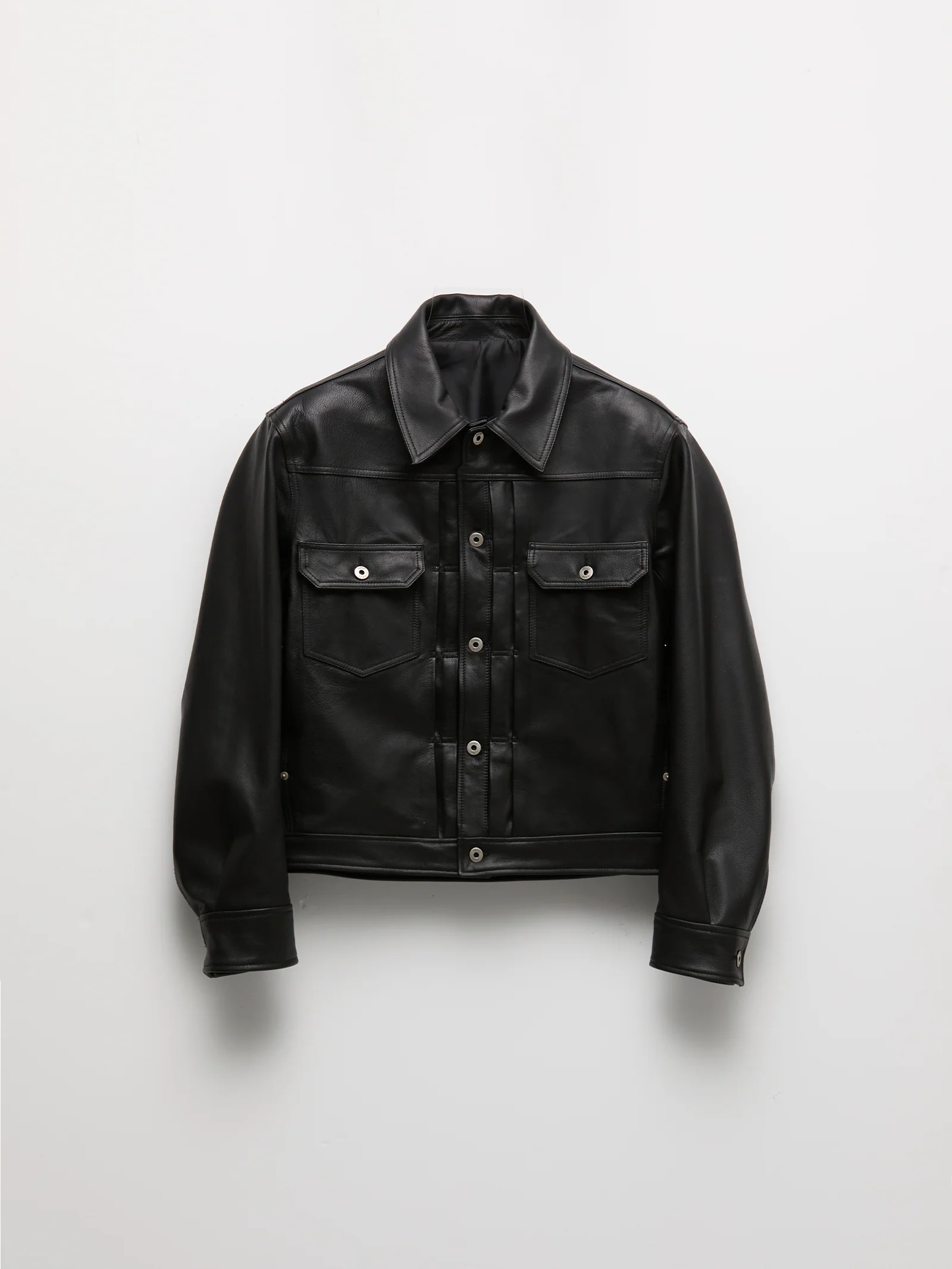 COOR Goat Skin Pocket Leather Jacket - Black - Image 5