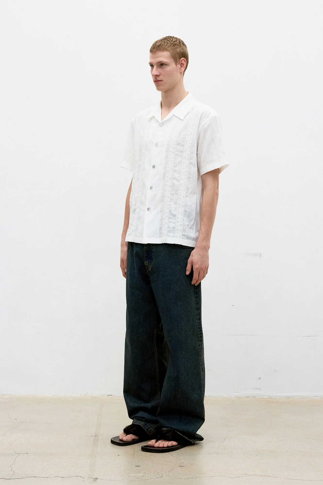 COOR Guayabera Tape Shirt - White - Image 2