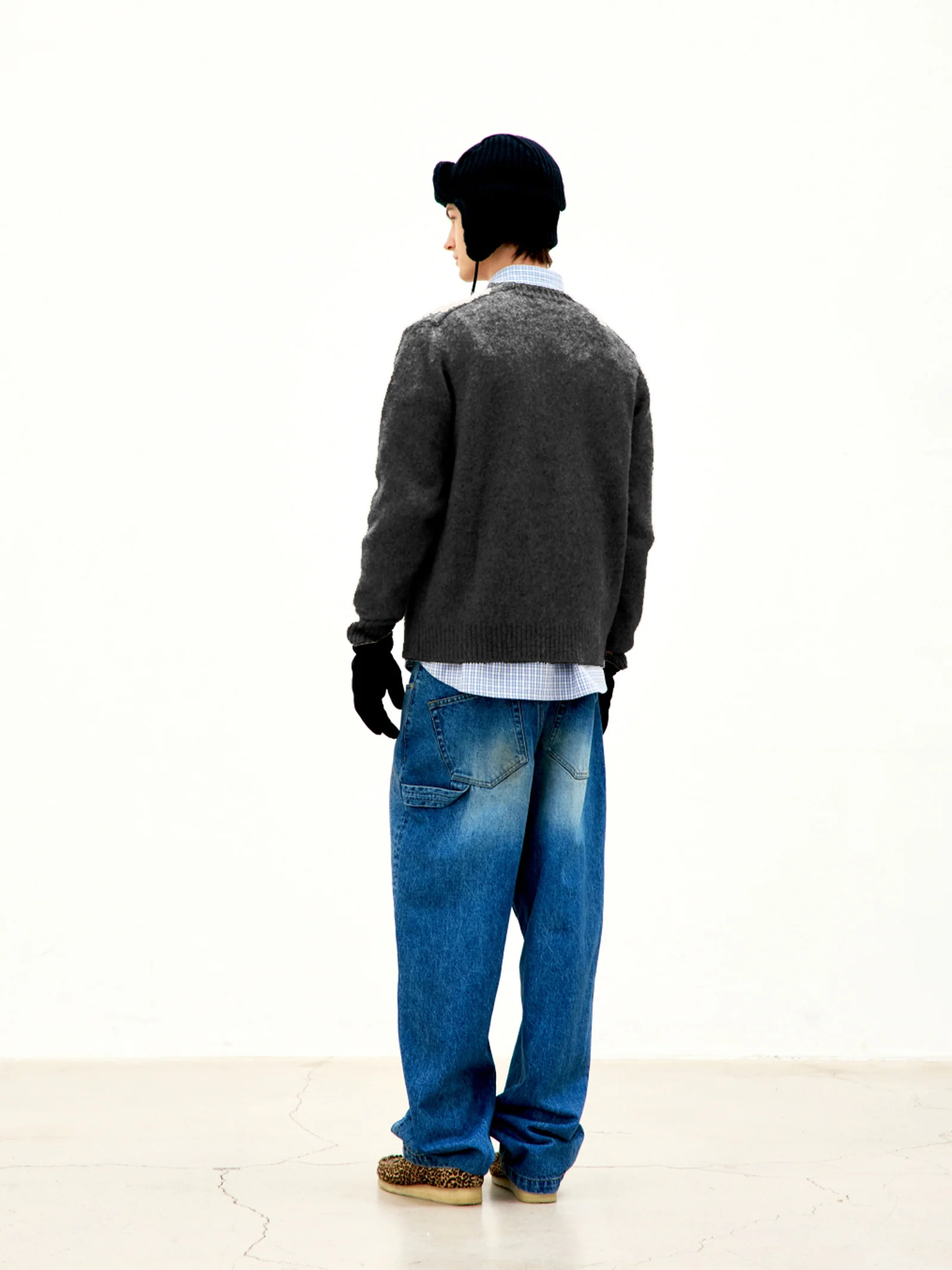 COOR Hairy Alapaca Crewneck Sweater - Black - Image 3