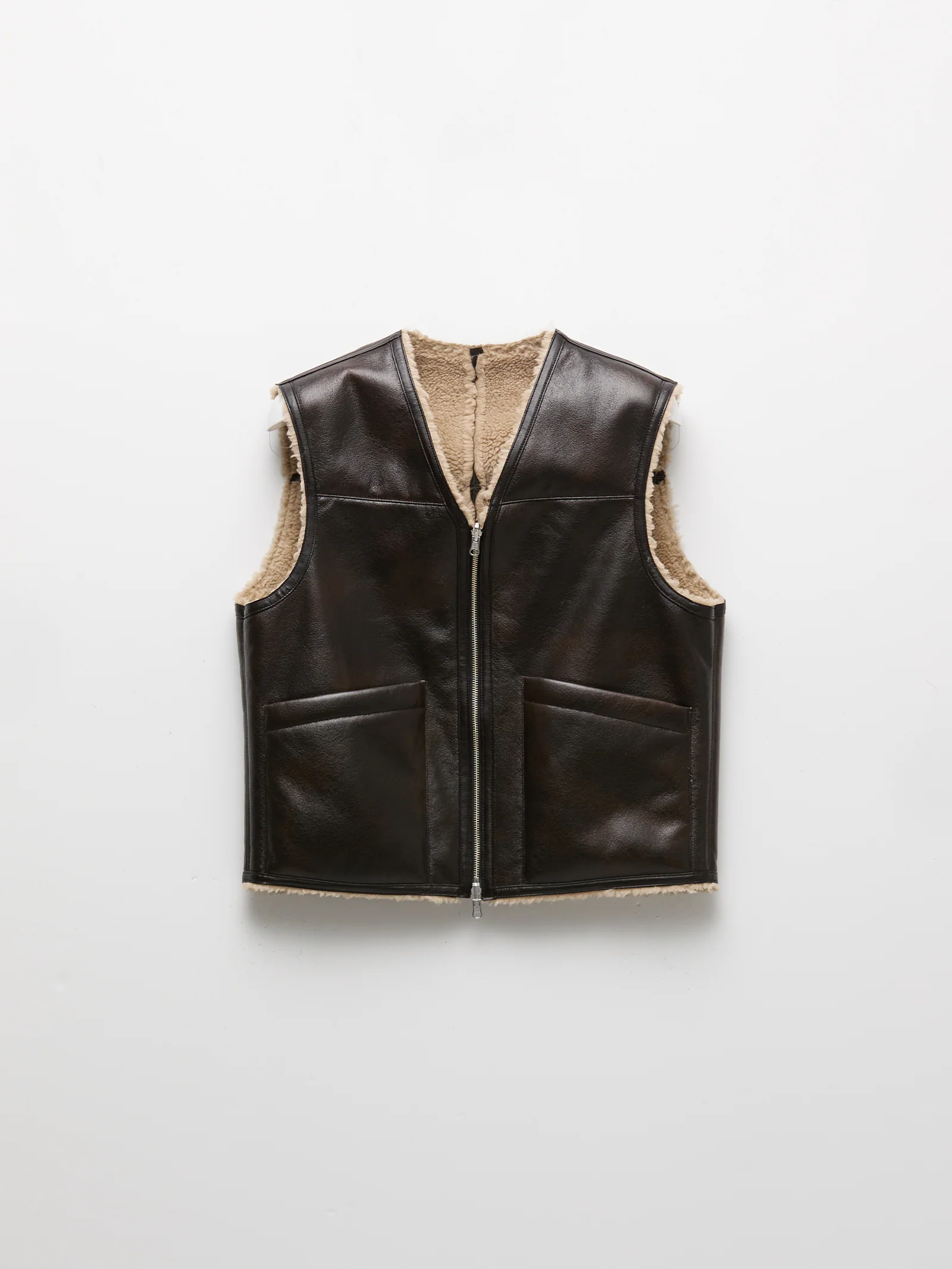 COOR Reversible Eco Shearling Vest - Brown - Image 4