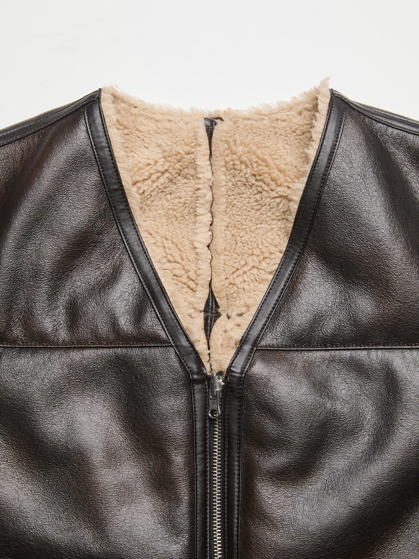 COOR Reversible Eco Shearling Vest - Brown - Image 5