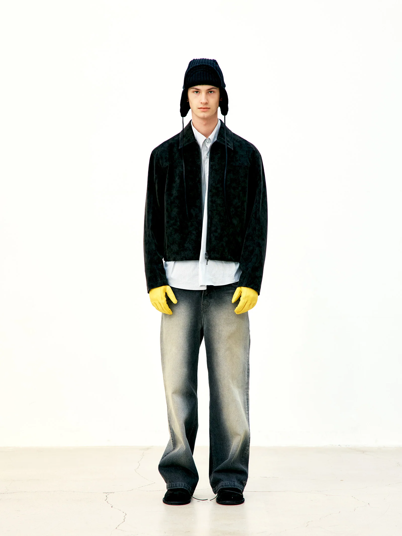 COOR Stone Brushed Semi Wide Jeans - Charcoal - Image 2