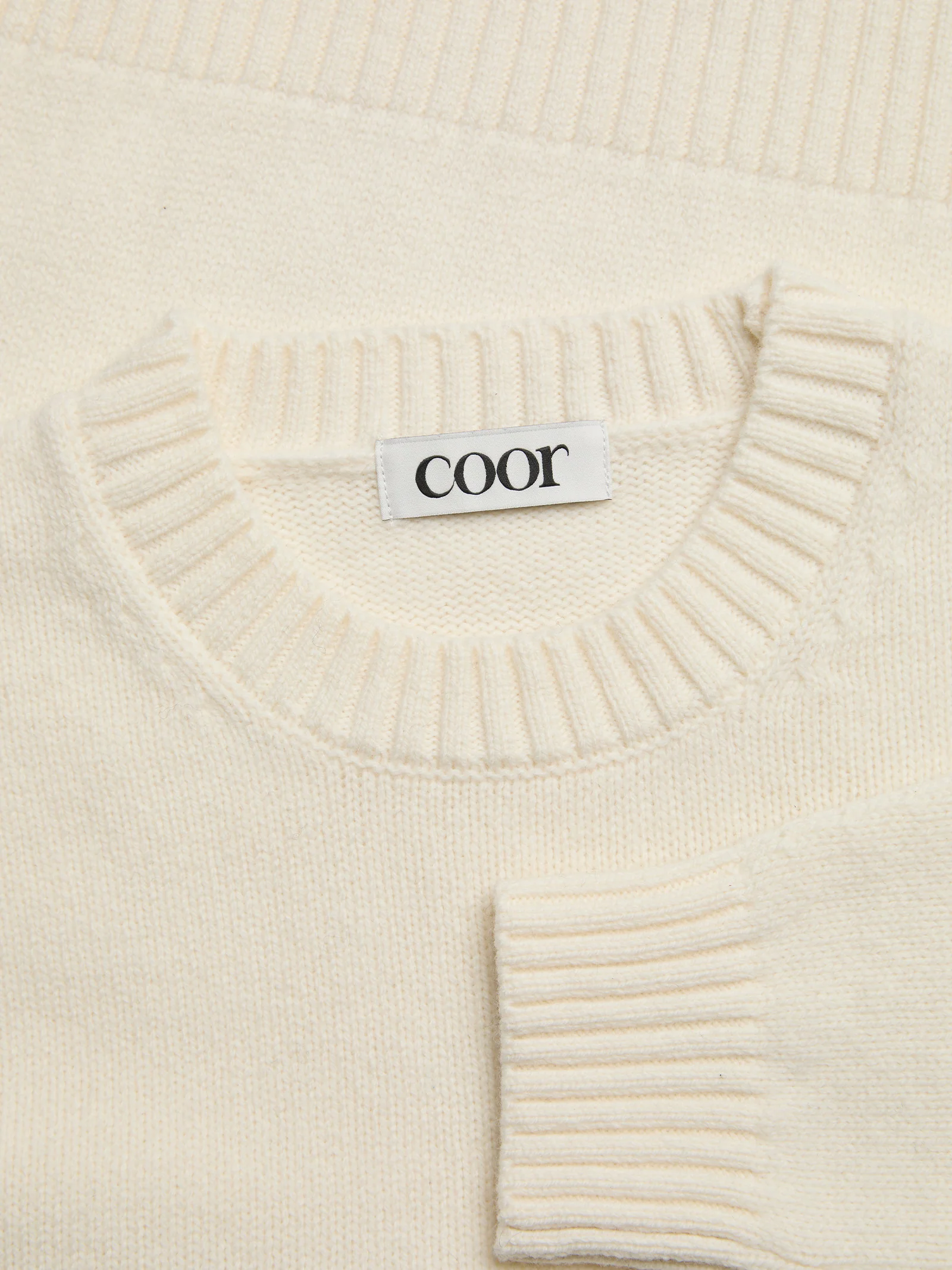 COOR Wool Cropped Crewneck Sweater - Ivory - Image 4