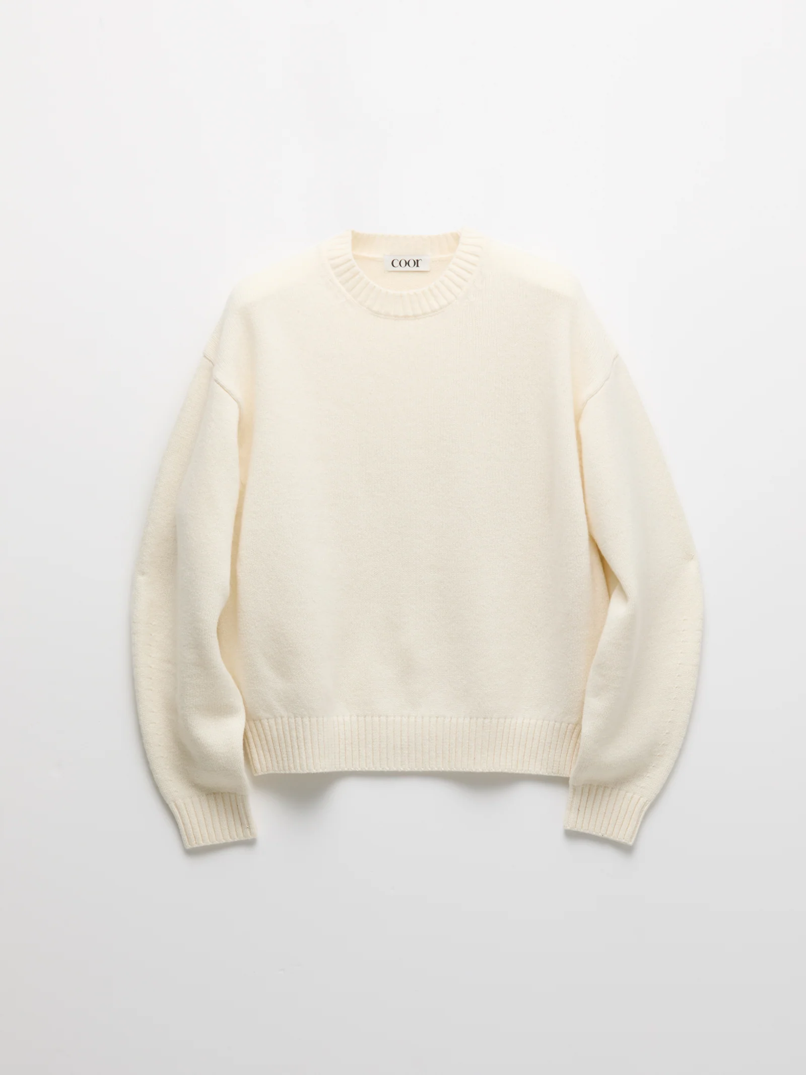 COOR Wool Cropped Crewneck Sweater - Ivory - Image 5