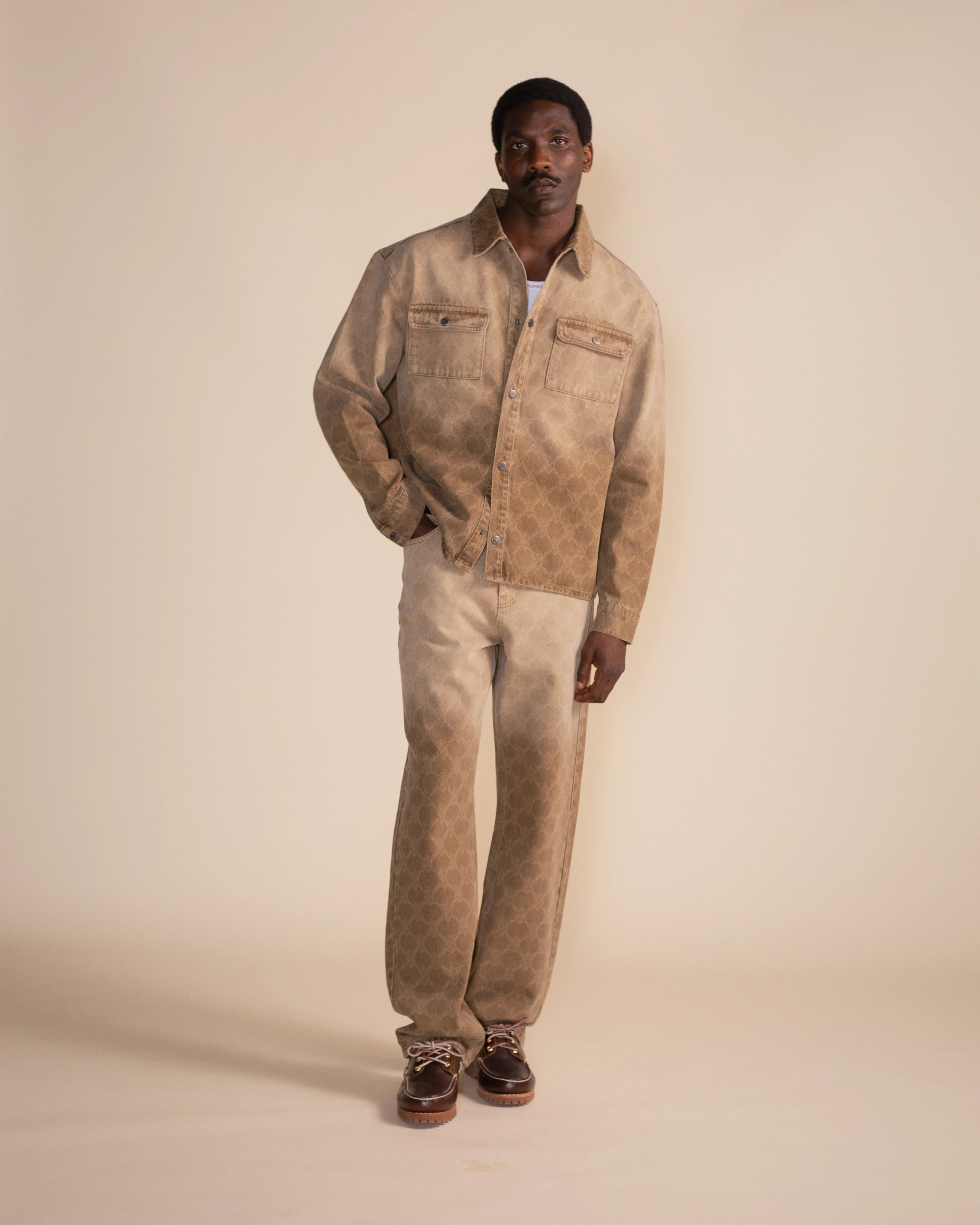 Daily Paper Rahul Faded Shield Denim Shirt - Brown - Image 4