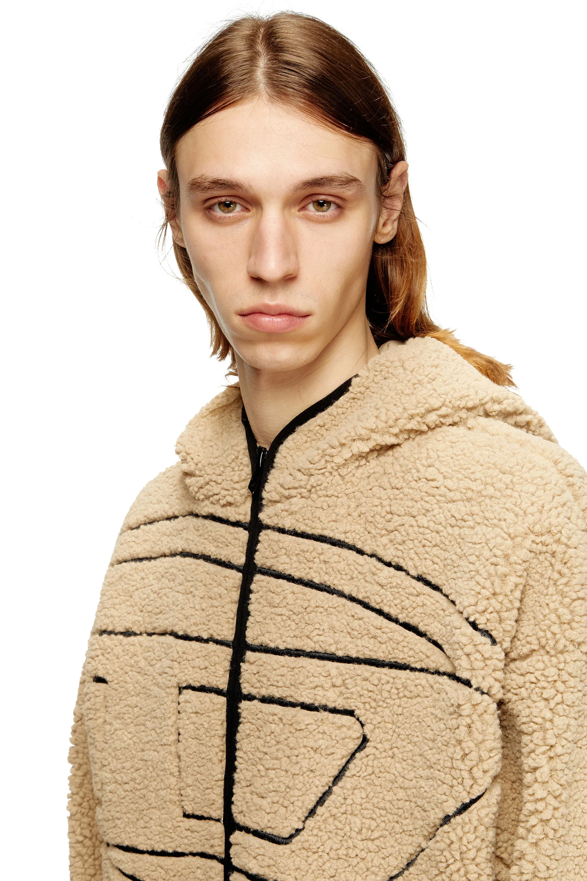 DIESEL S-Zat Fleece Hoodie - Beige - Image 4