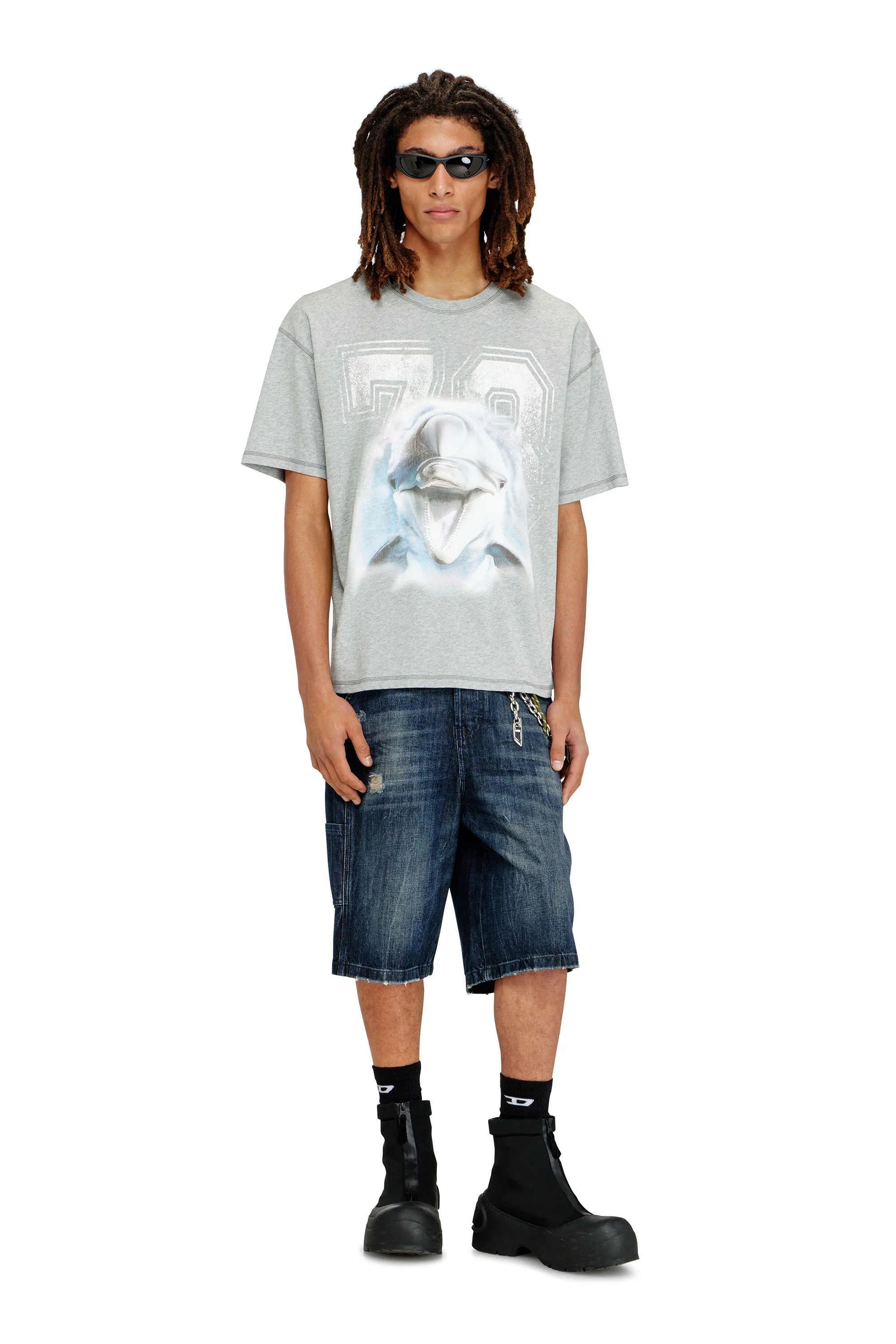 DIESEL T-boxt-Dolphin Tee - Grey - Image 3