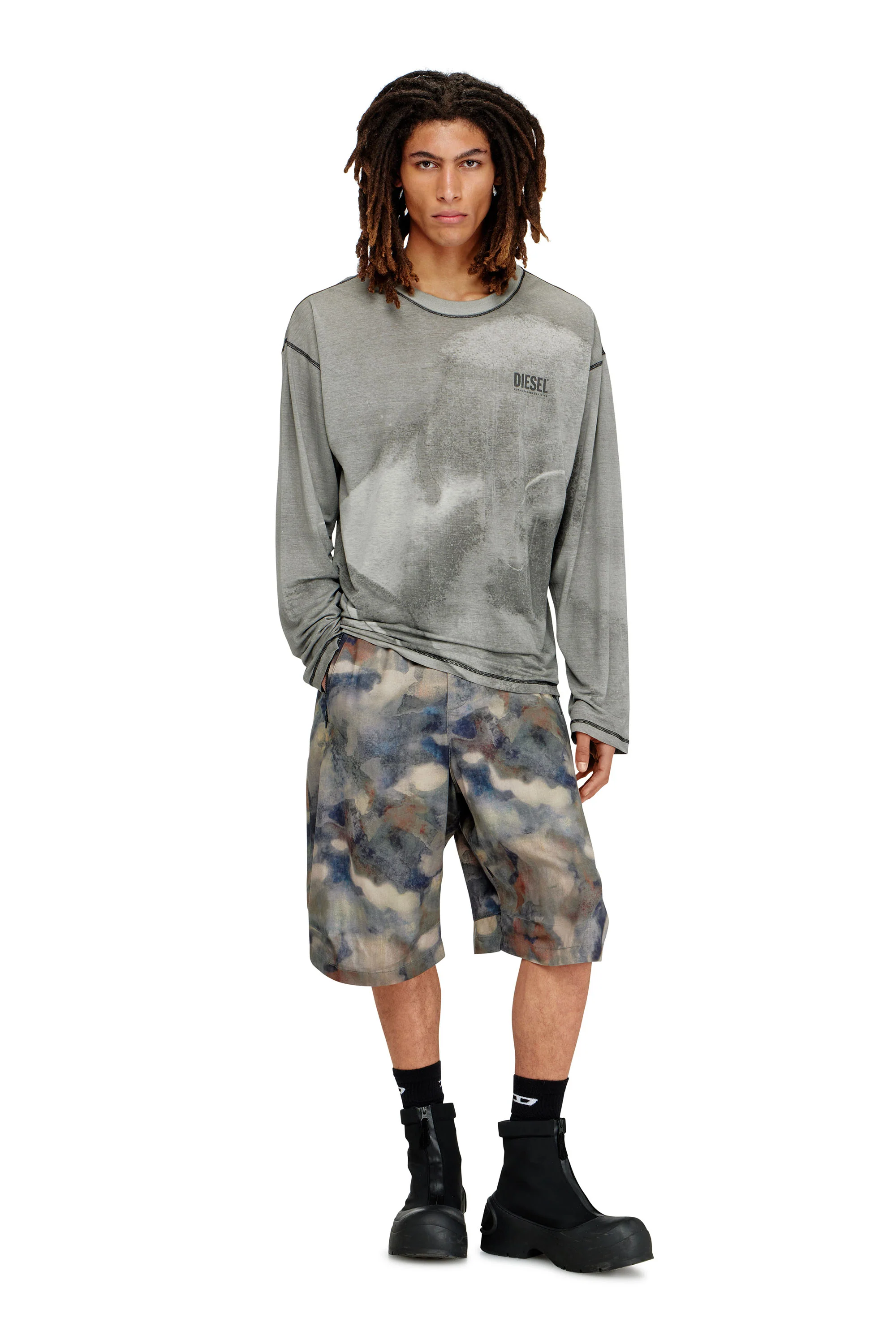DIESEL T-boxt-L/S-NC-V1 Tee - Grey - Image 3