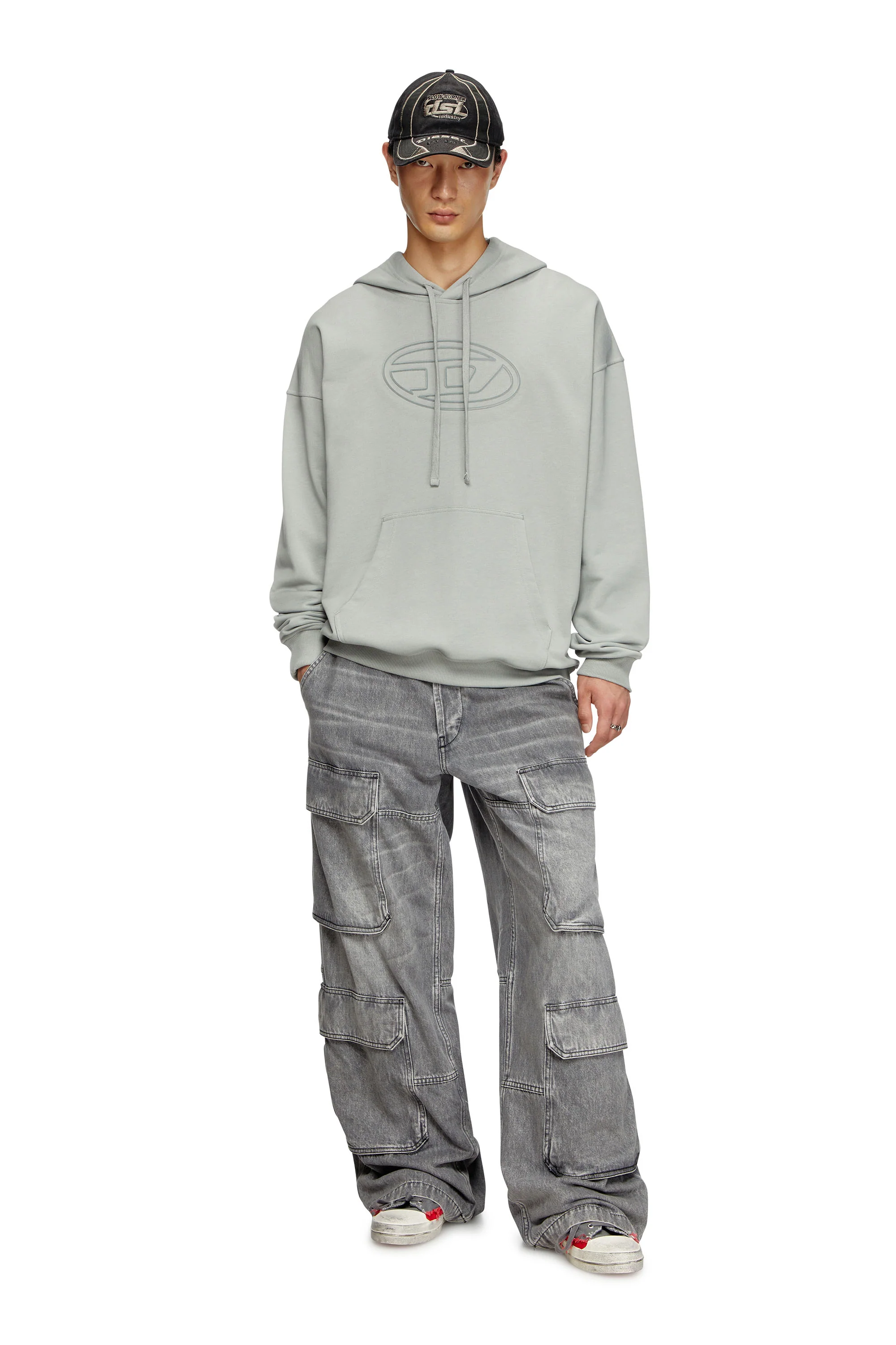 DIESEL S-ummer-Bigoval Hoodie - Grey - Image 4