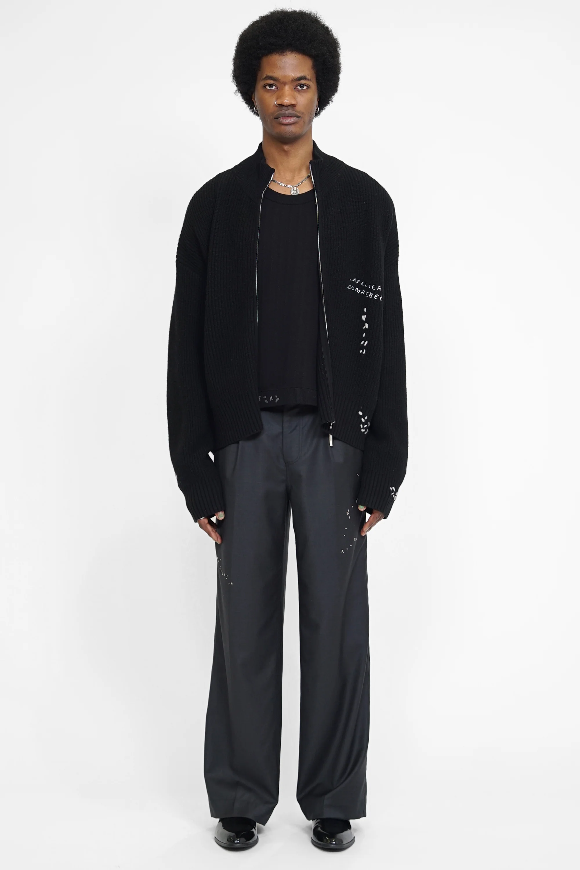 DOMREBEL Daddy Knit Zip Jacket - Black - Image 3