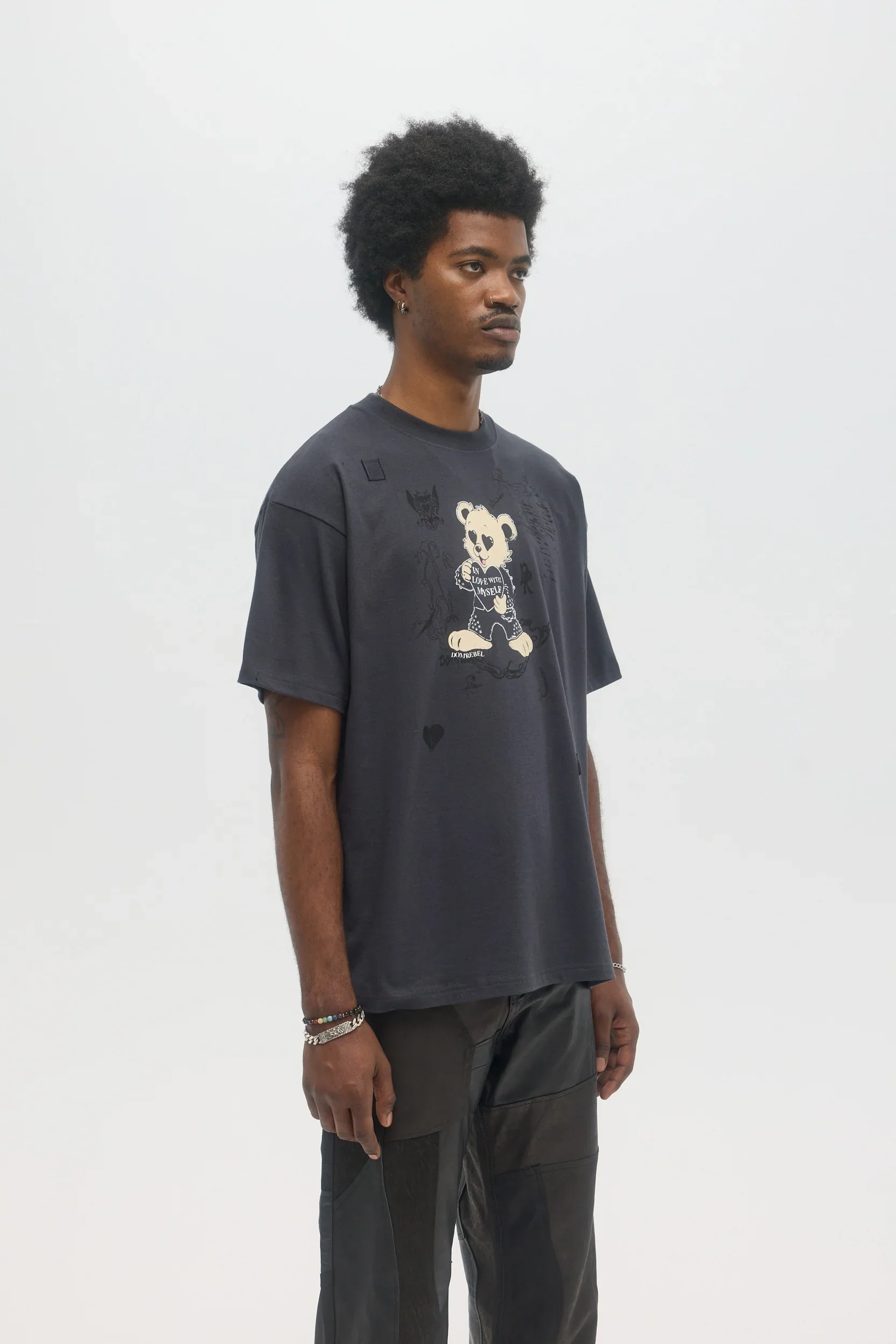 DOMREBEL Moi Crystals Tee - Old Black - Image 2