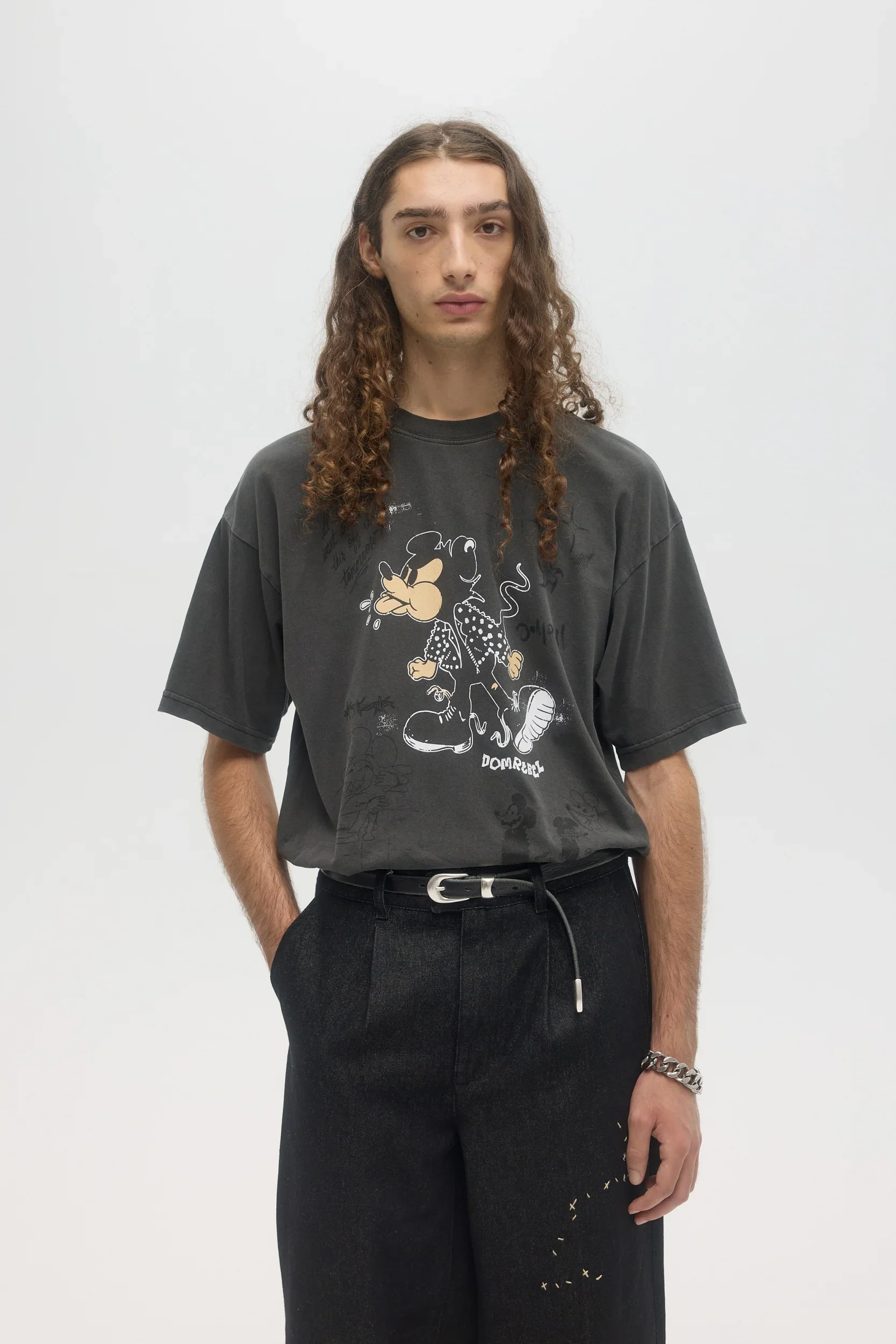 DOMREBEL Spit Tee - Faded Black - Image 4