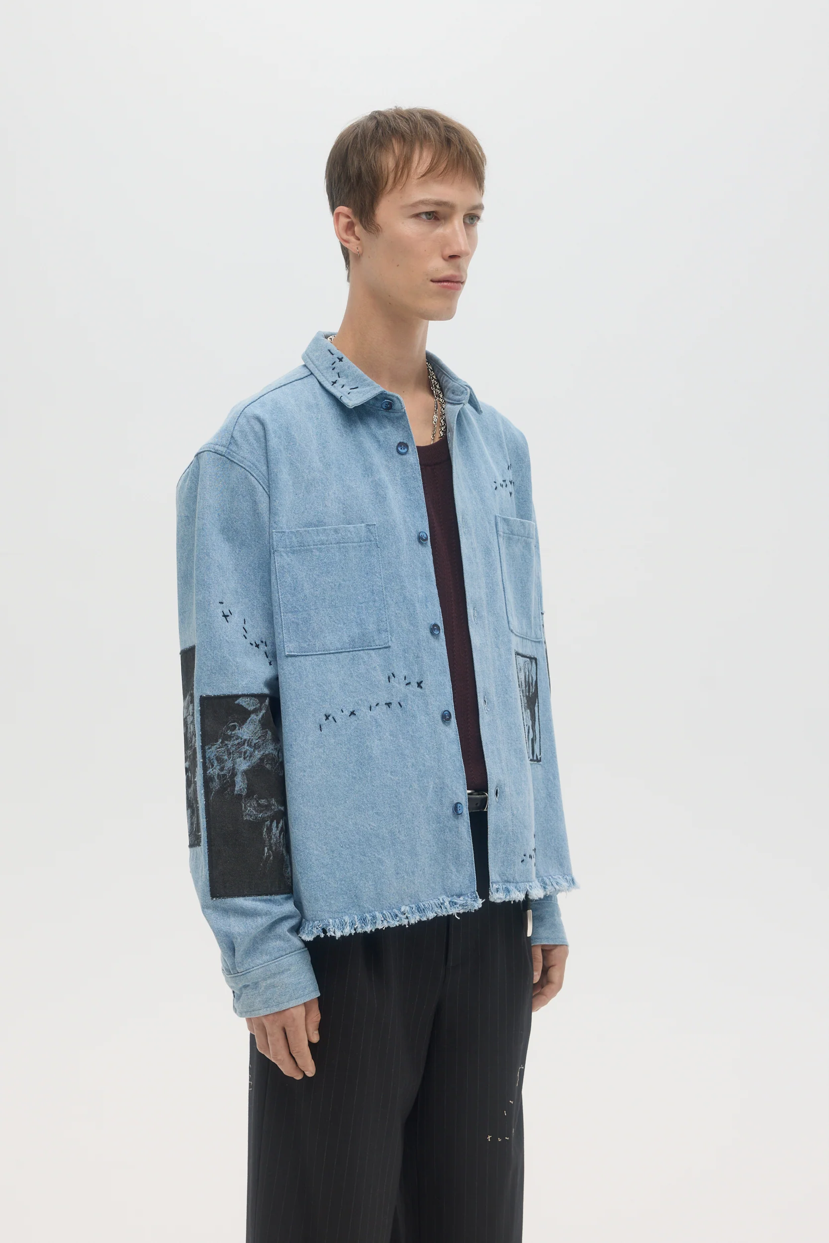 DOMREBEL Unskilled Worker Cropped Shirt - Denim - Image 2