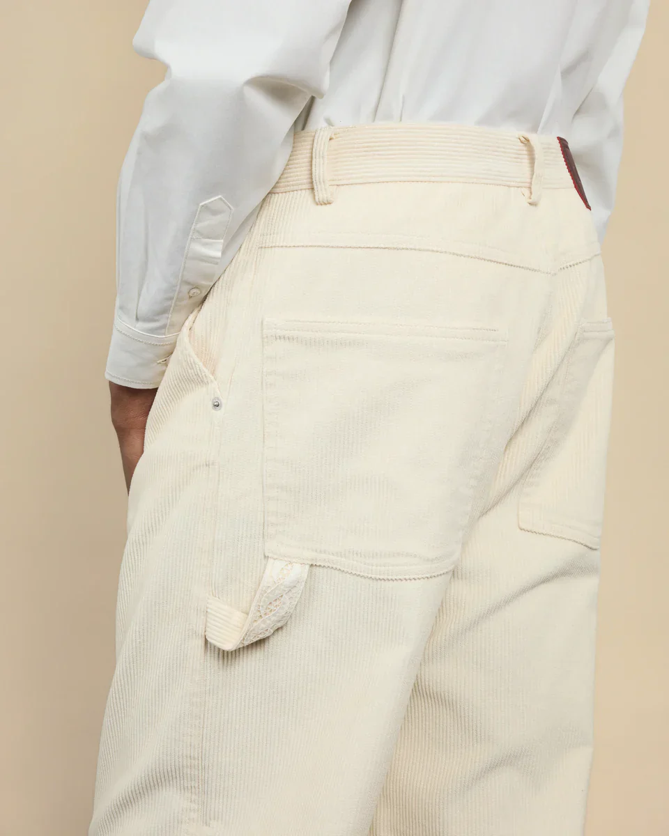 DrĂ´le de Monsieur Baggy Velours Pants - Cream - Image 3