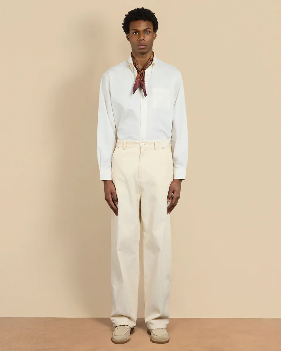 DrĂ´le de Monsieur Baggy Velours Pants - Cream - Image 4