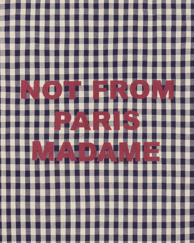 Drôle de Monsieur Check Slogan Oversized Jacket - Beige - Image 3
