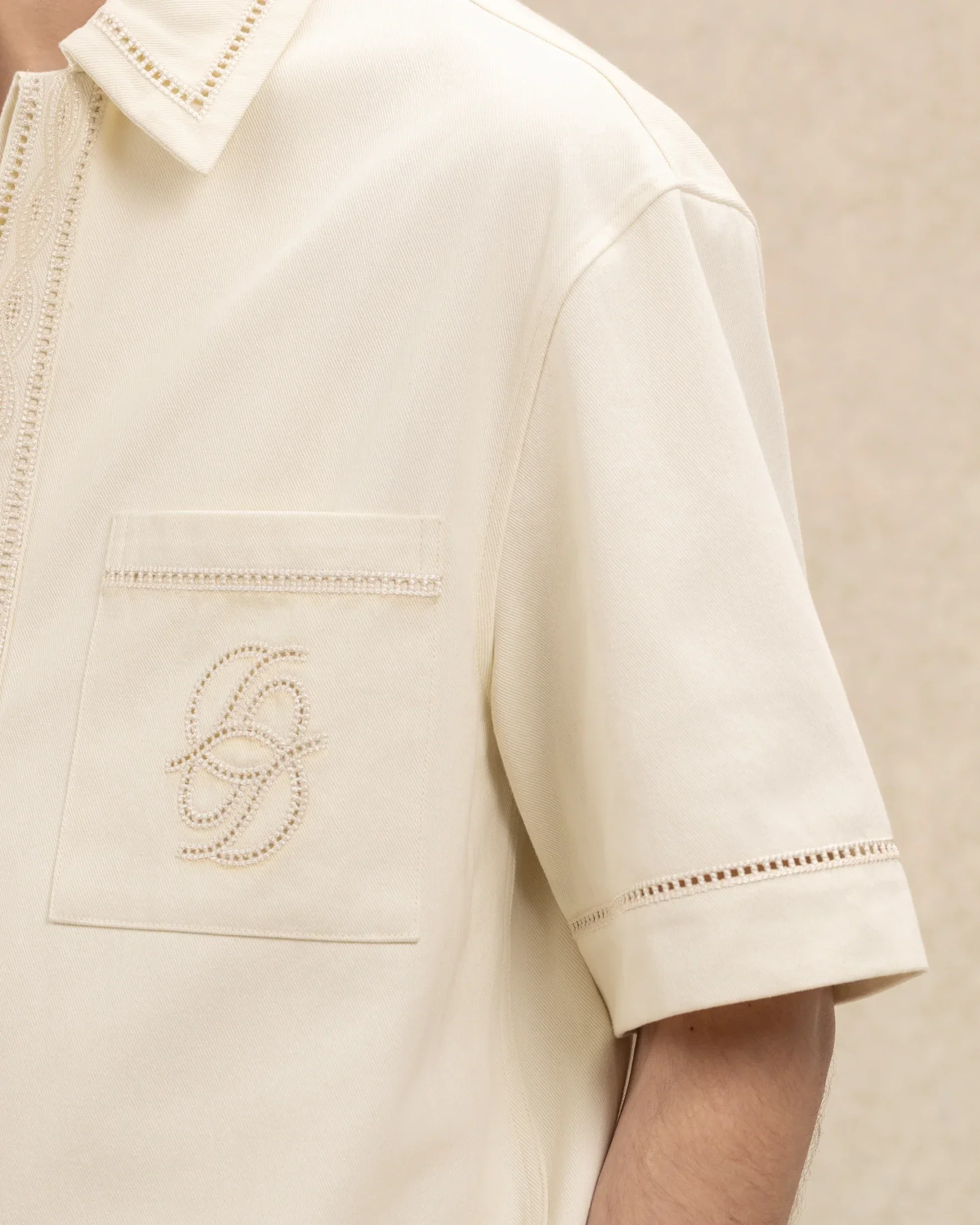 Drôle de Monsieur D Miroir Broderie Shirt - Off White - Image 3