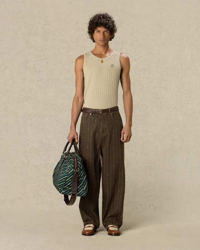Drôle de Monsieur Monogram Baggy Jeans - Brown - Image 2