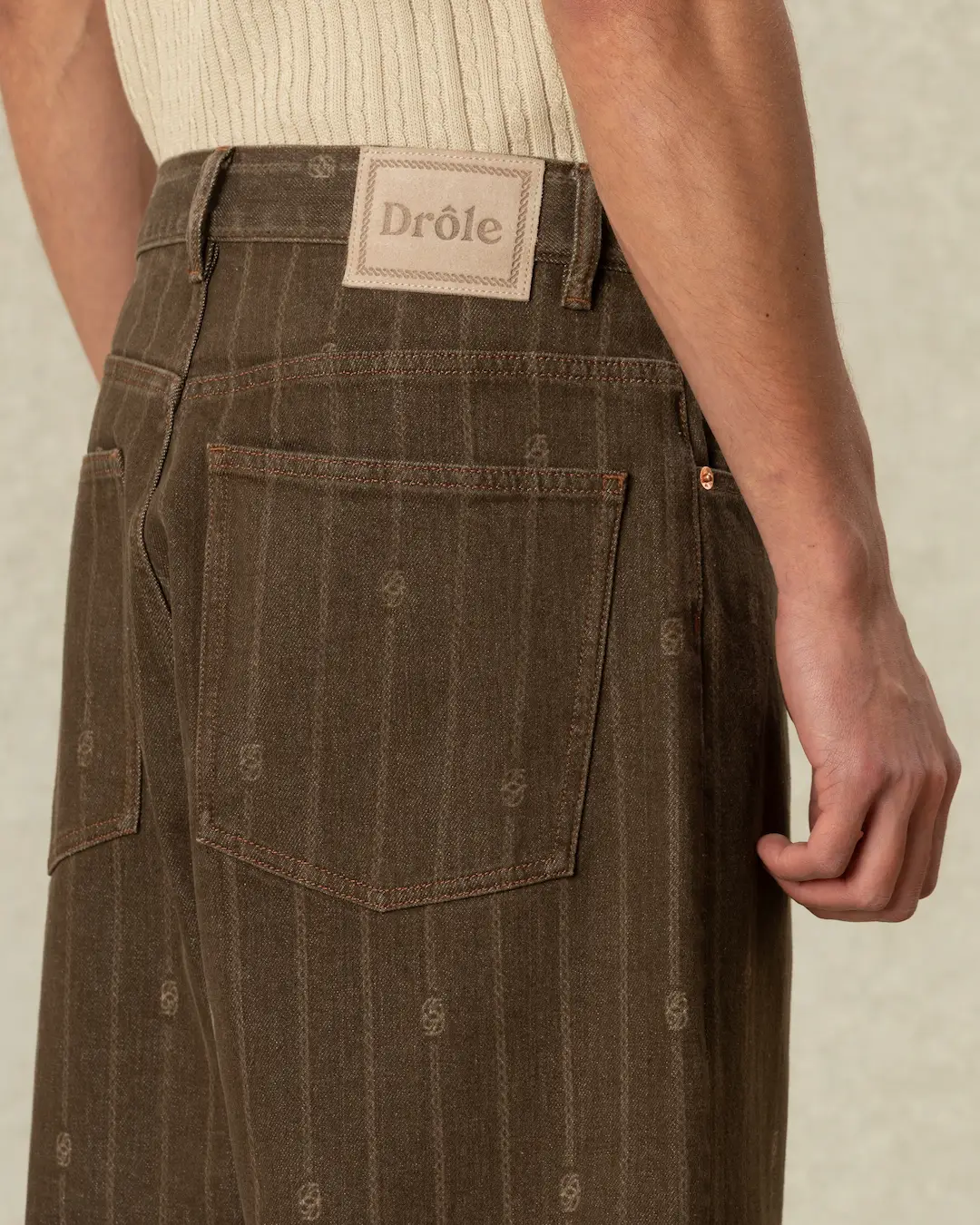 Drôle de Monsieur Monogram Baggy Jeans - Brown - Image 3