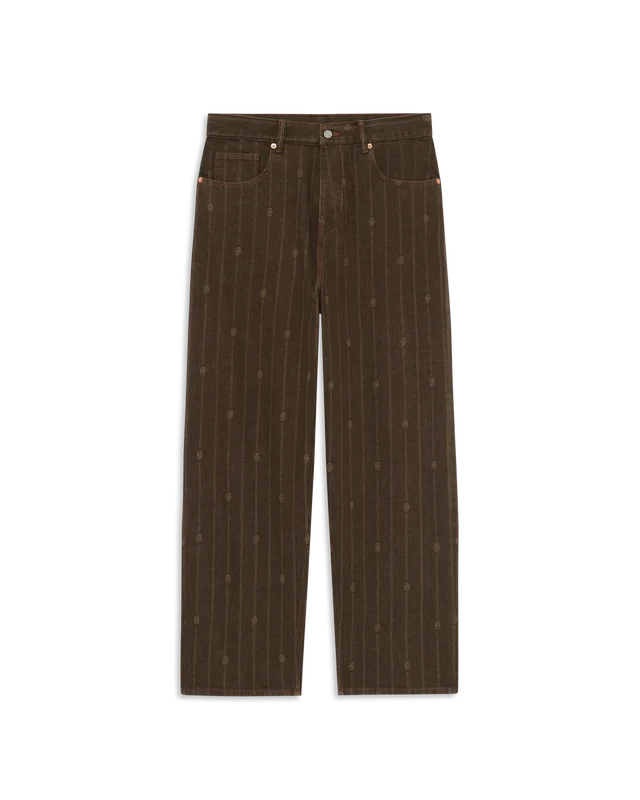 Drôle de Monsieur Monogram Baggy Jeans - Brown - Image 4