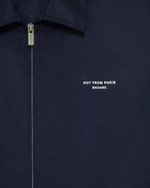 Drôle de Monsieur Slogan Nylon Jacket - Navy - Image 2