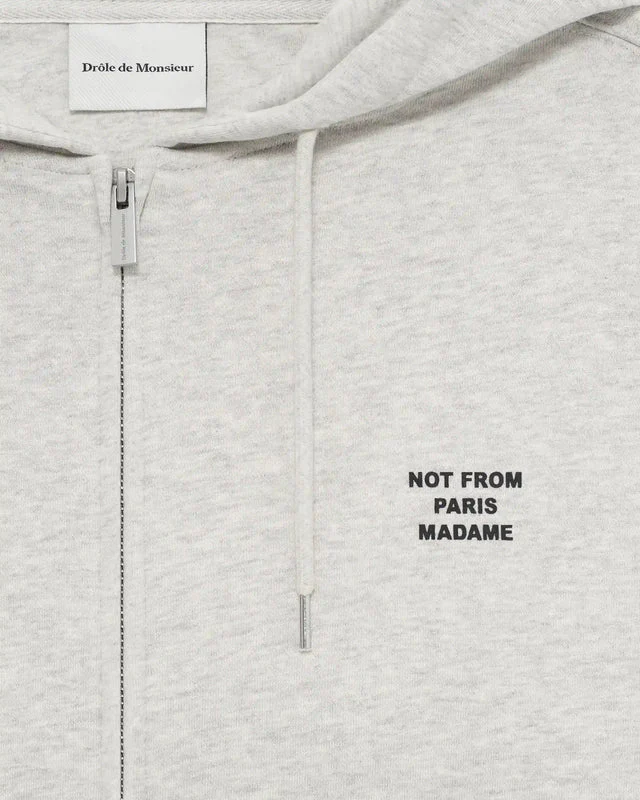DrĂ´le de Monsieur Slogan Zip Hoodie - Grey - Image 2