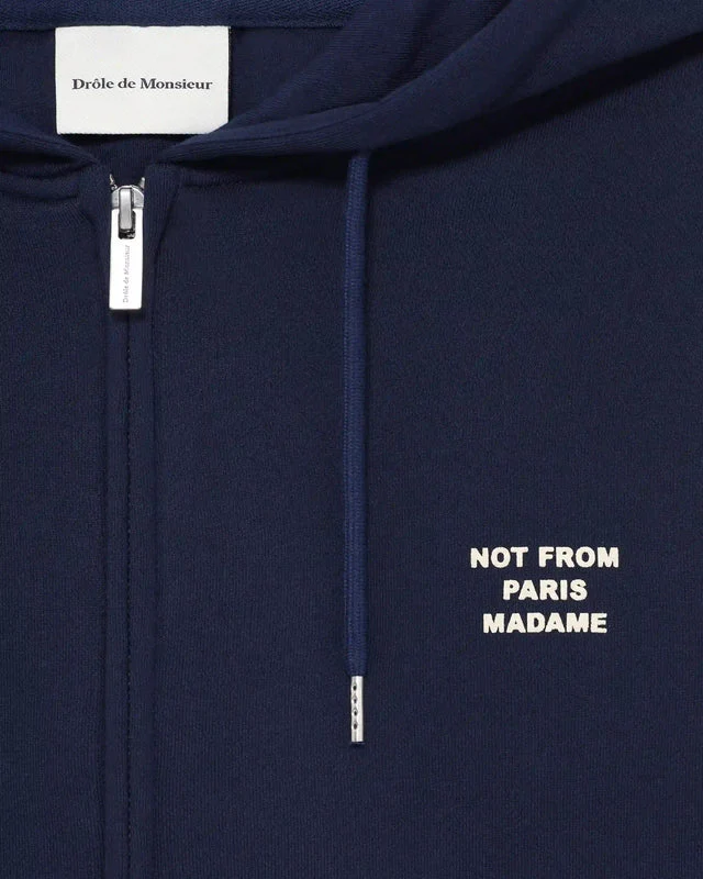 Drôle de Monsieur Slogan Zip Hoodie - Navy - Image 2