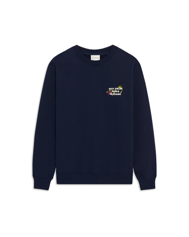 DrĂ´le de Monsieur Vine Embroidered Slogan Crewneck - Navy - Image 3