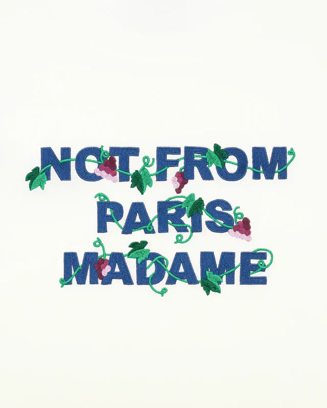 Drôle de Monsieur Vine Embroidered Slogan Tee - Off White - Image 3