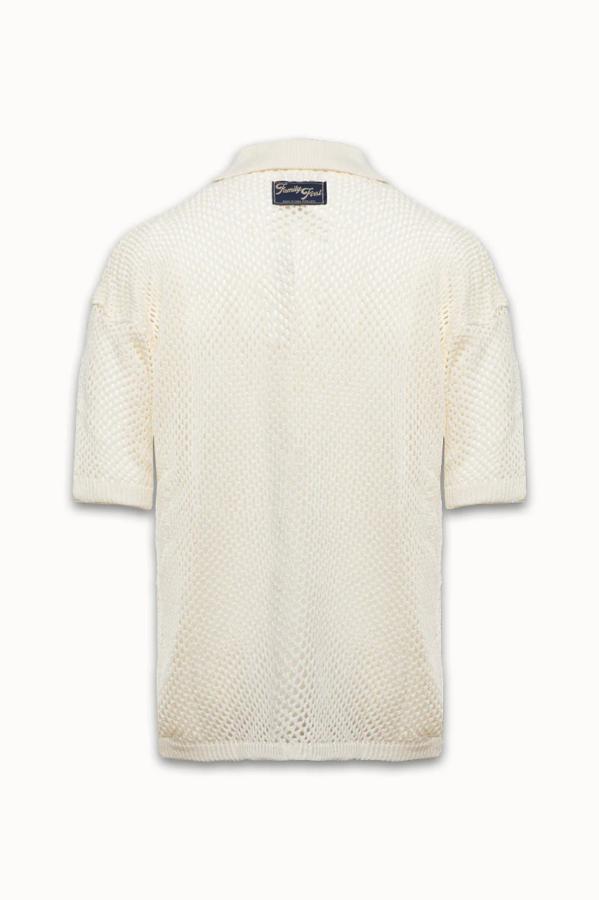 Family First Crochet Polo Shirt - White - Image 2