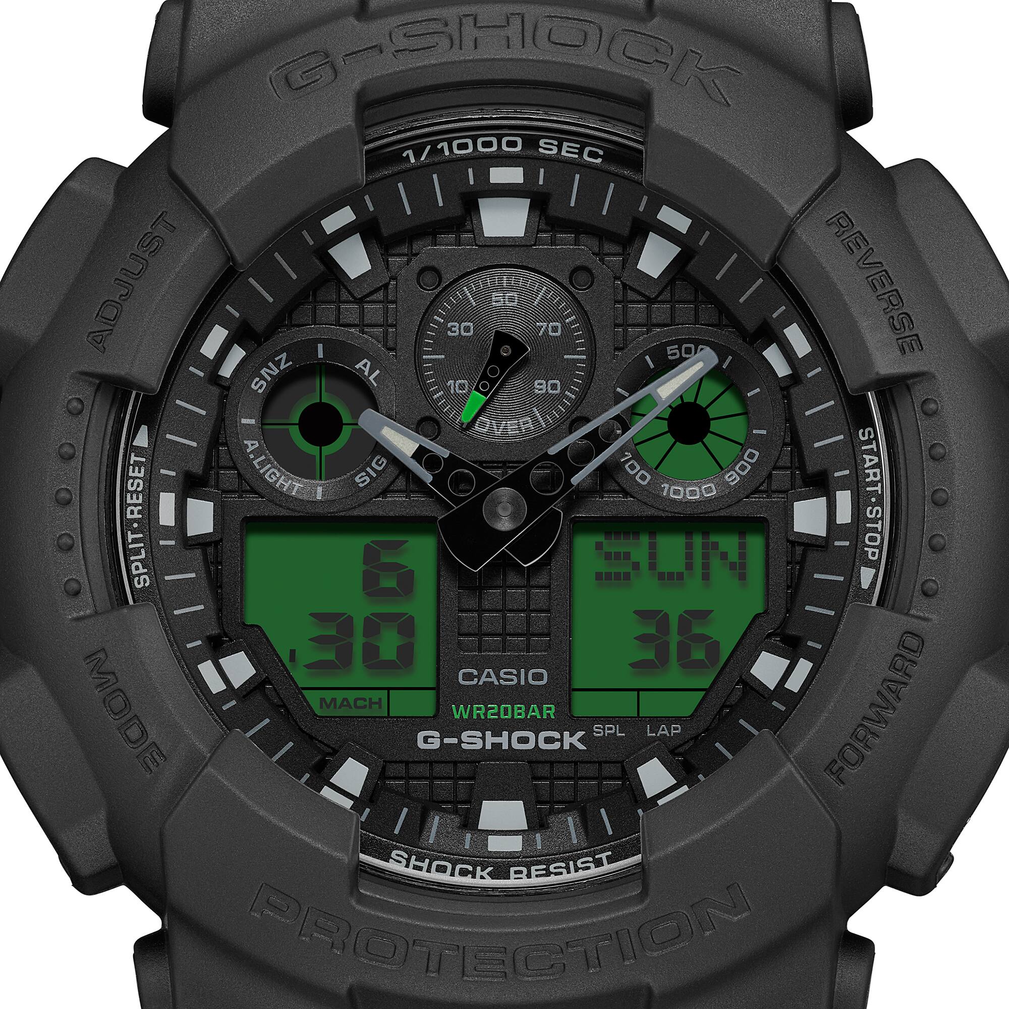 G-Shock GA-100BEG-1A Watch - Black/Electro Green - Image 4