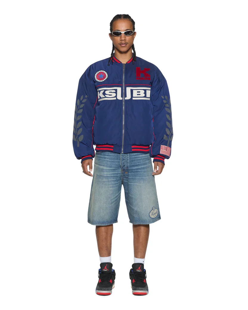 Ksubi Zoom MA-1 Bomber Jacket - Satin Blue - Image 3