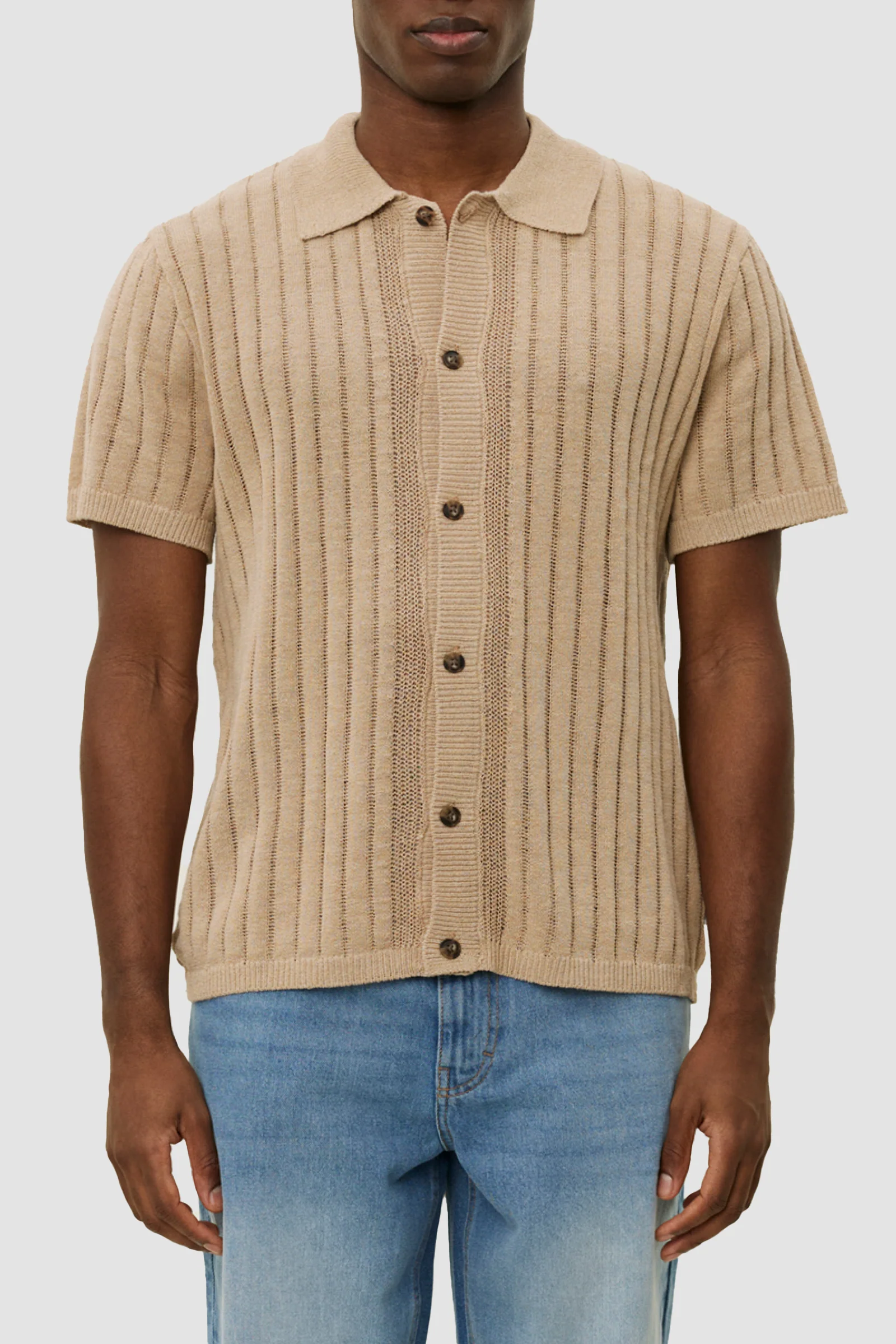 Les Deux Floyd Linen Knitted SS Shirt - Cream